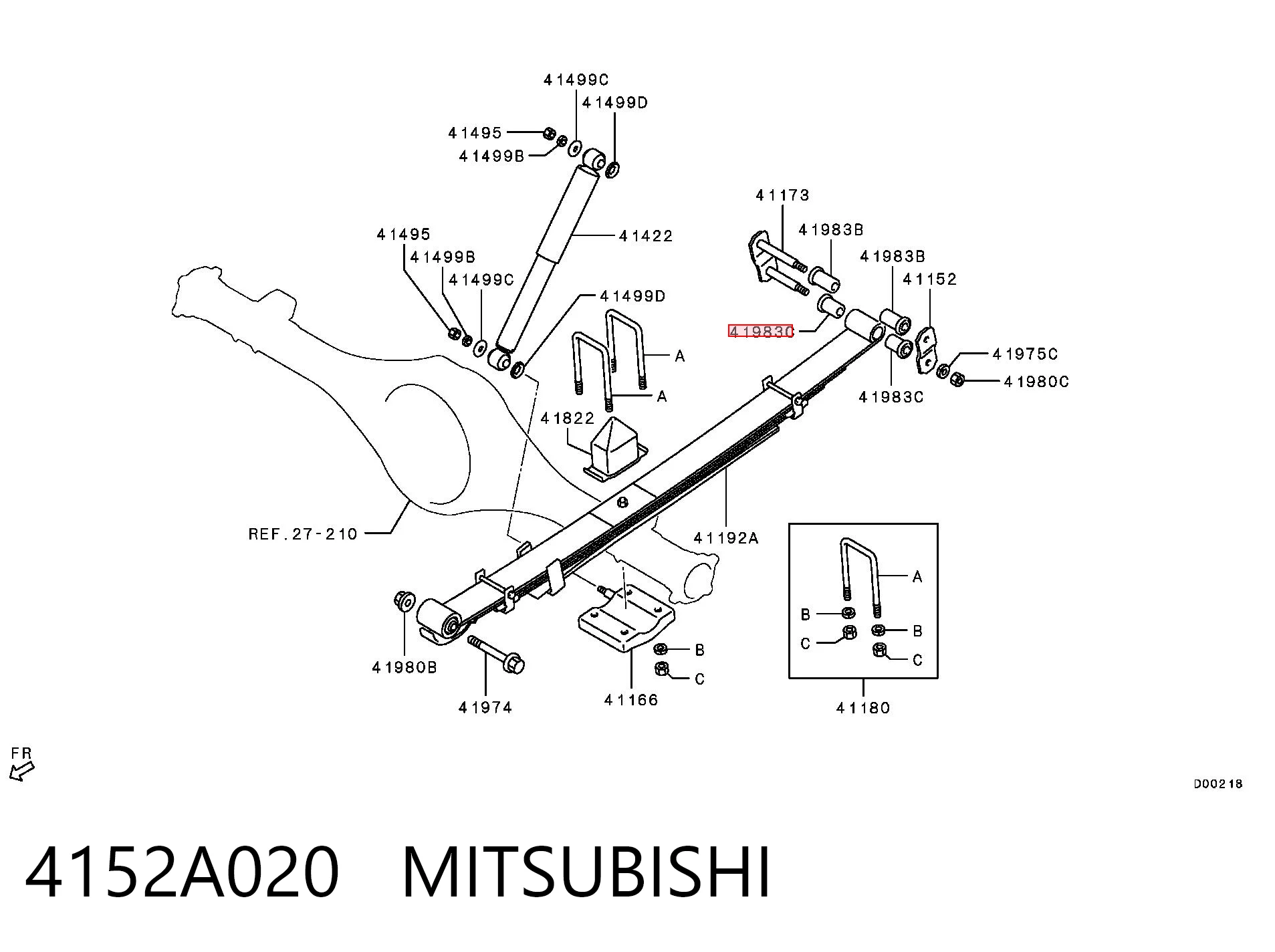 4152A020 Mitsubishi Сайлентблок сережки ресори