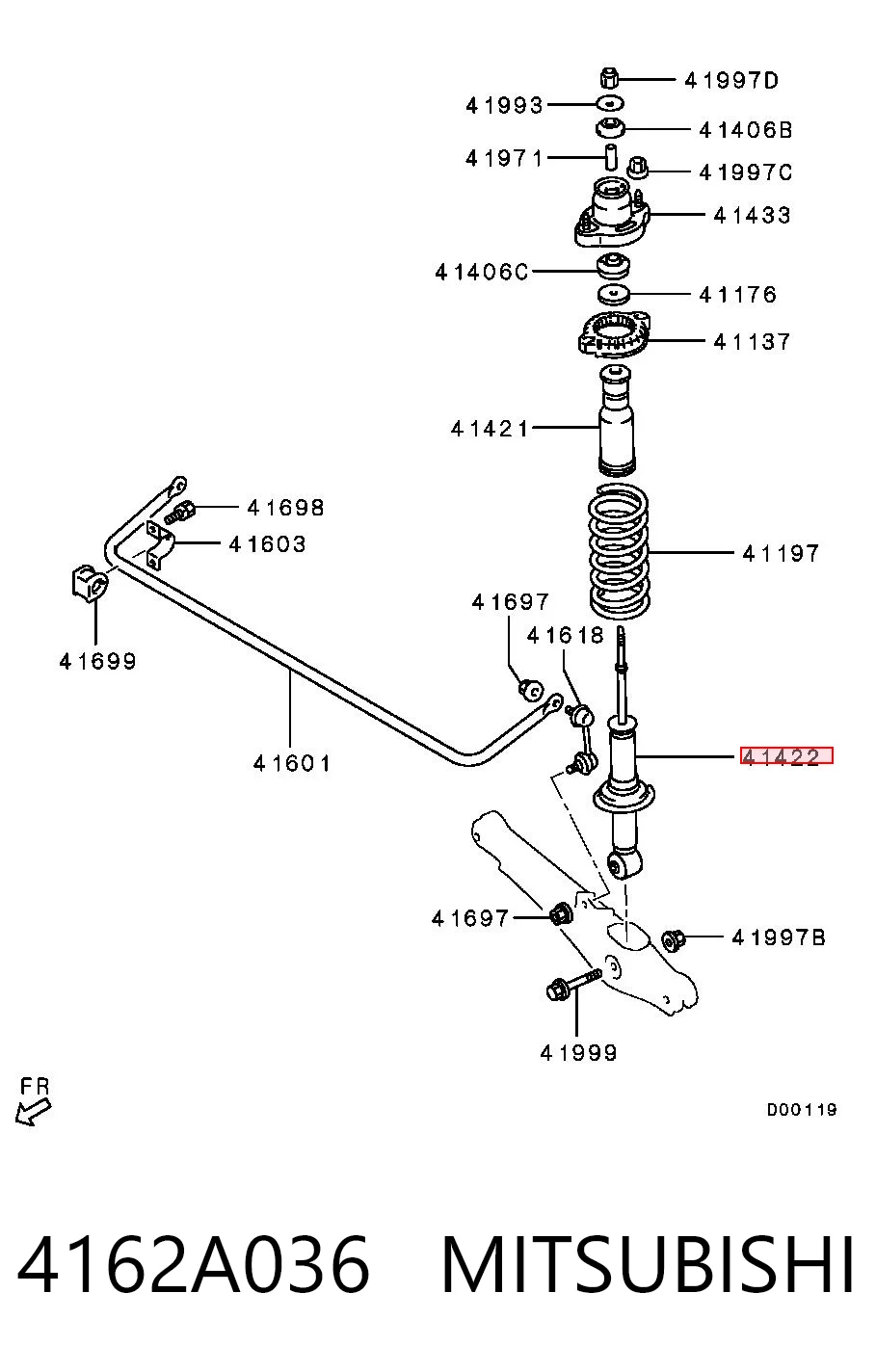 4162A036 Mitsubishi Амортизатори задні