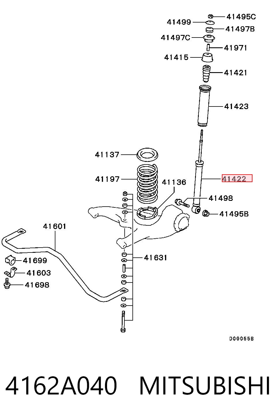 4162A040 Mitsubishi Амортизатори задні