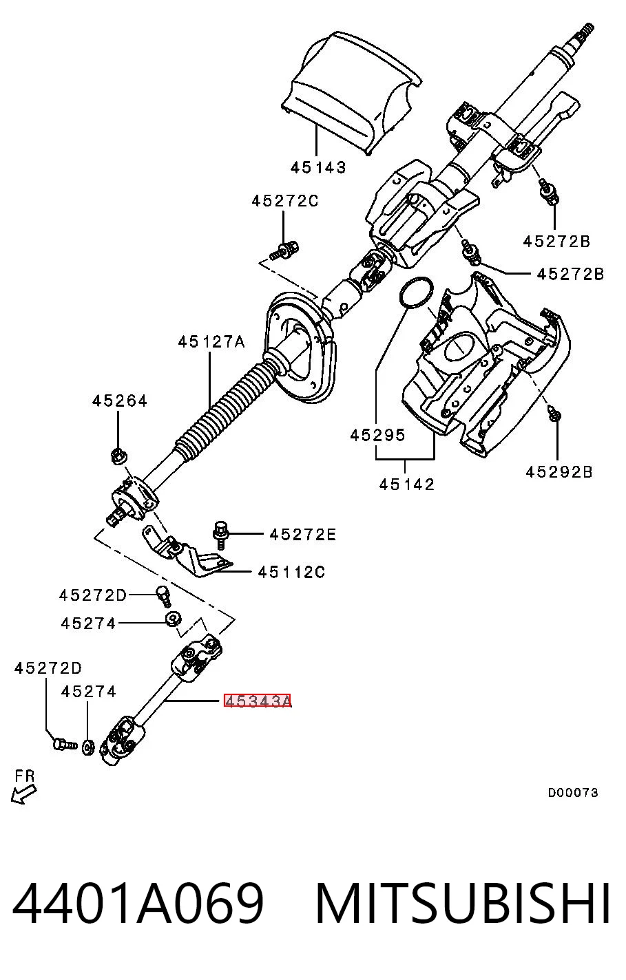 Вал рульової колонки, нижній Chrysler 4401A148 ціна, від 30.40 USD