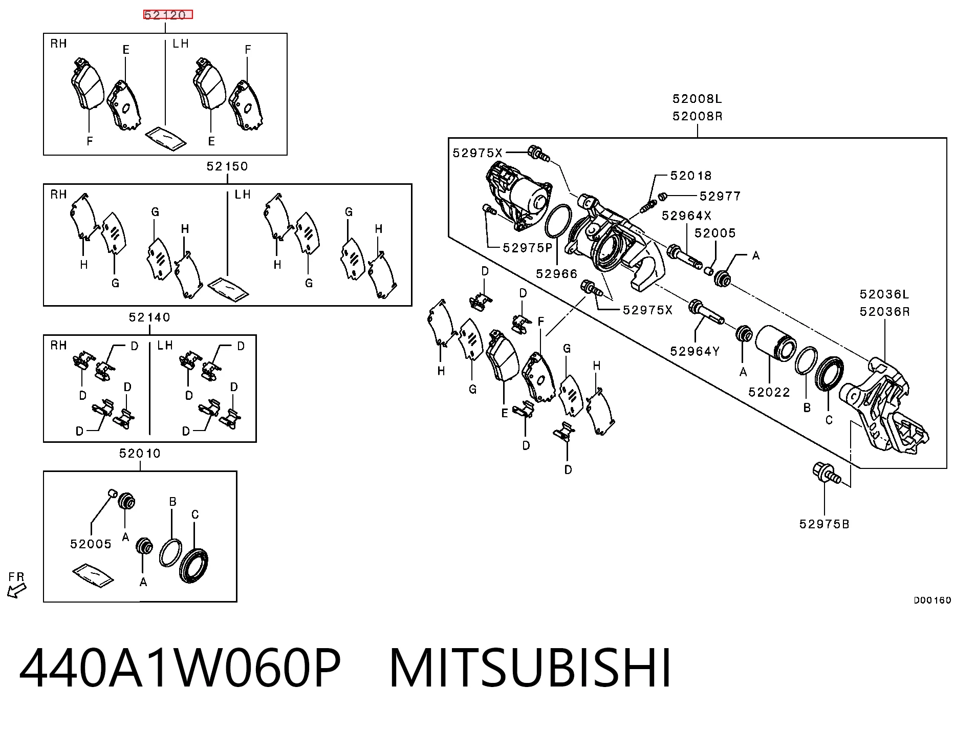 440A1W060P Mitsubishi Колодки гальмівні задні, дискові