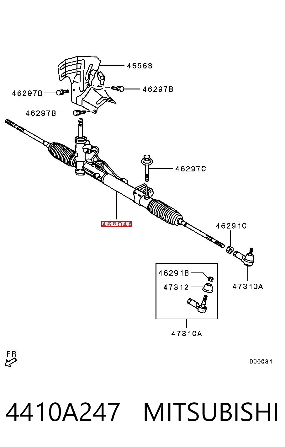 4410A247 Mitsubishi Рейковий рульовий механізм