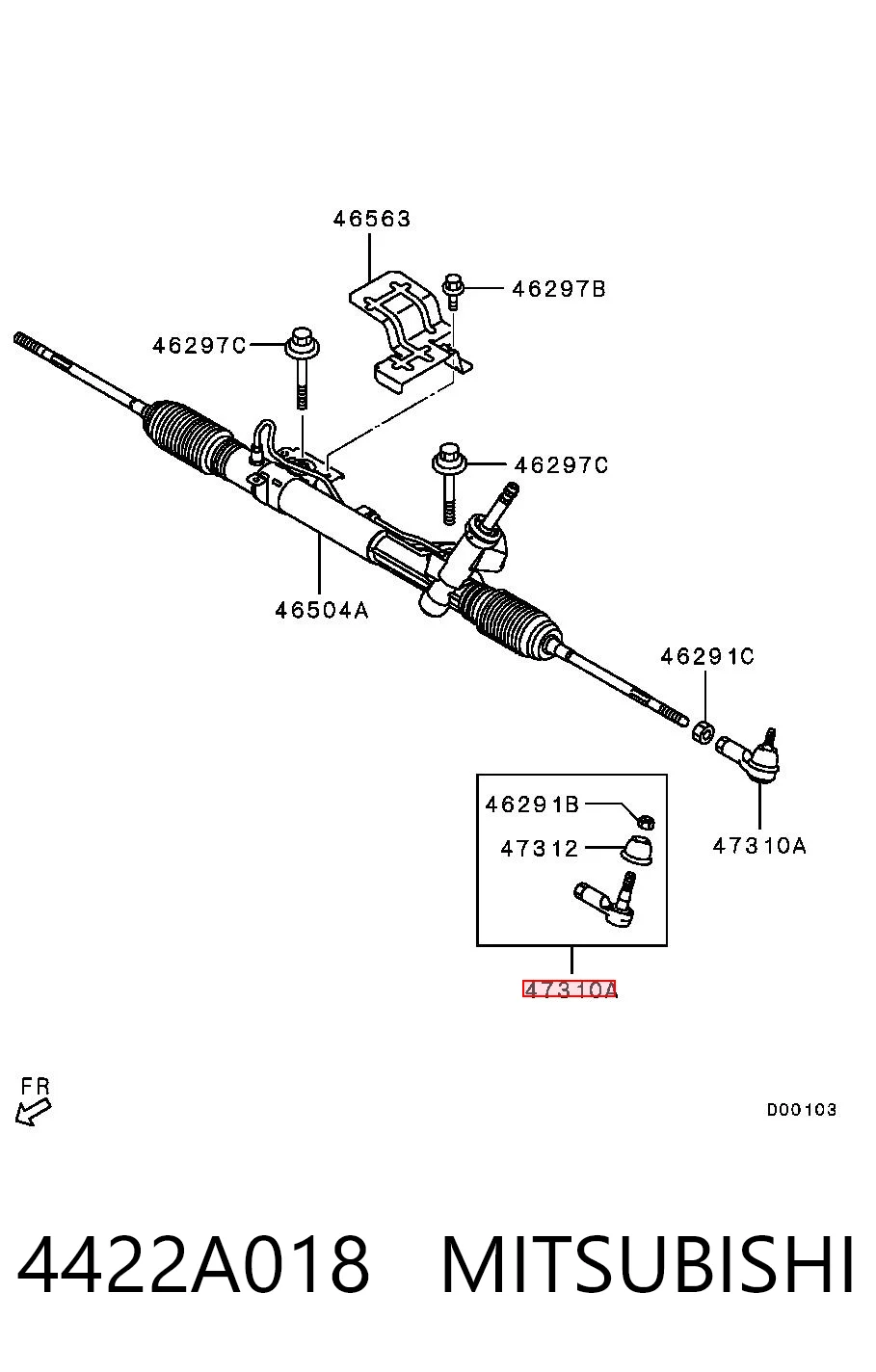4422A018 Mitsubishi Зовнішній наконечник рульової тяги