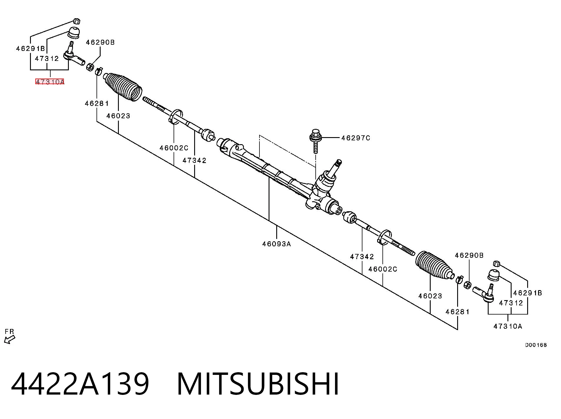 4422A139 Mitsubishi Зовнішній наконечник рульової тяги