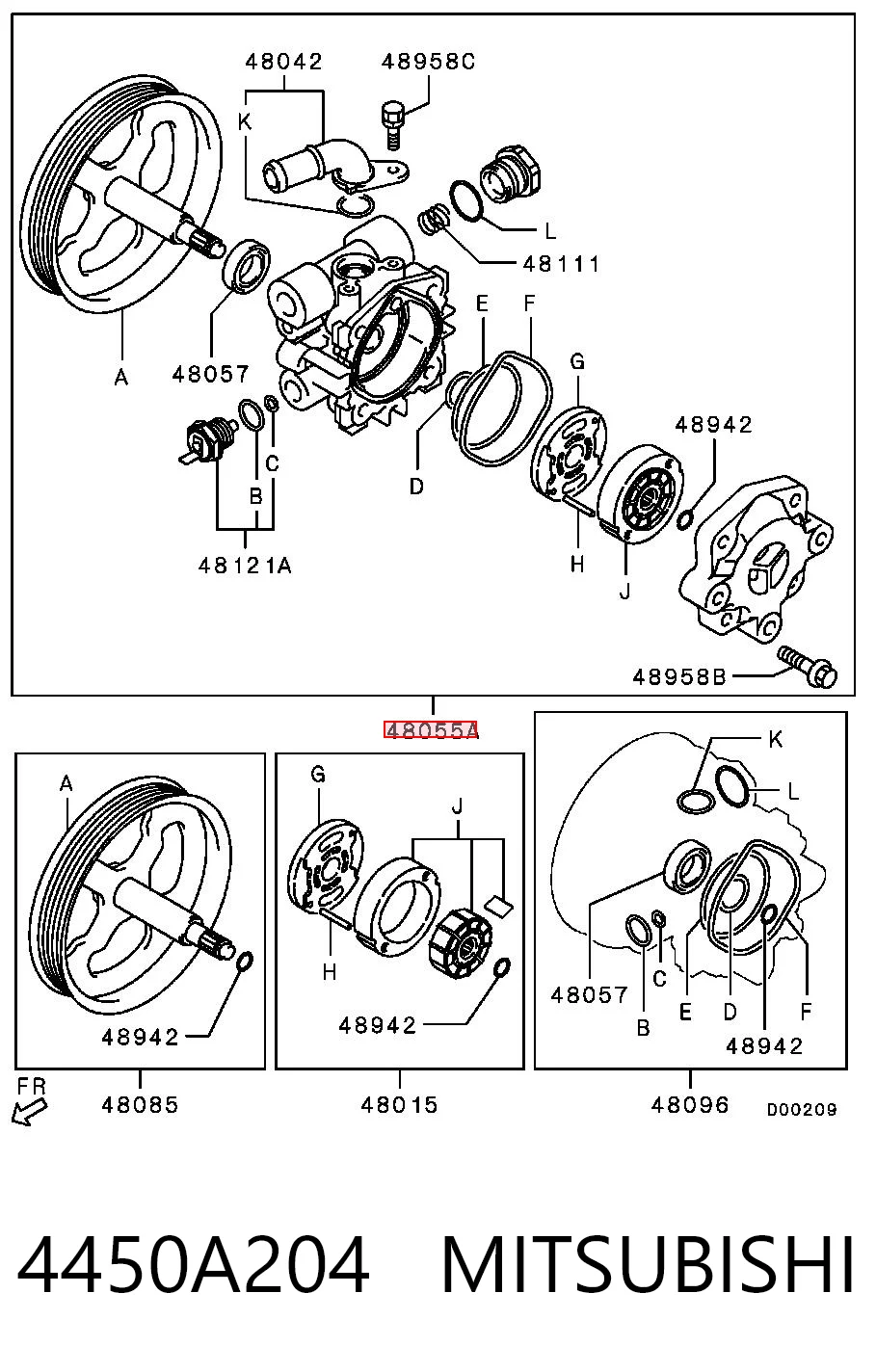 4450A204 Mitsubishi Насос гідропідсилювача