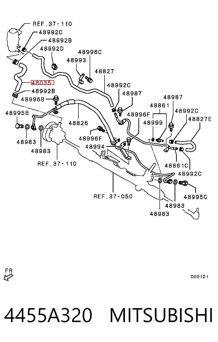4455A320 Mitsubishi Шланг ГПК, низького тиску, від бачка до насоса