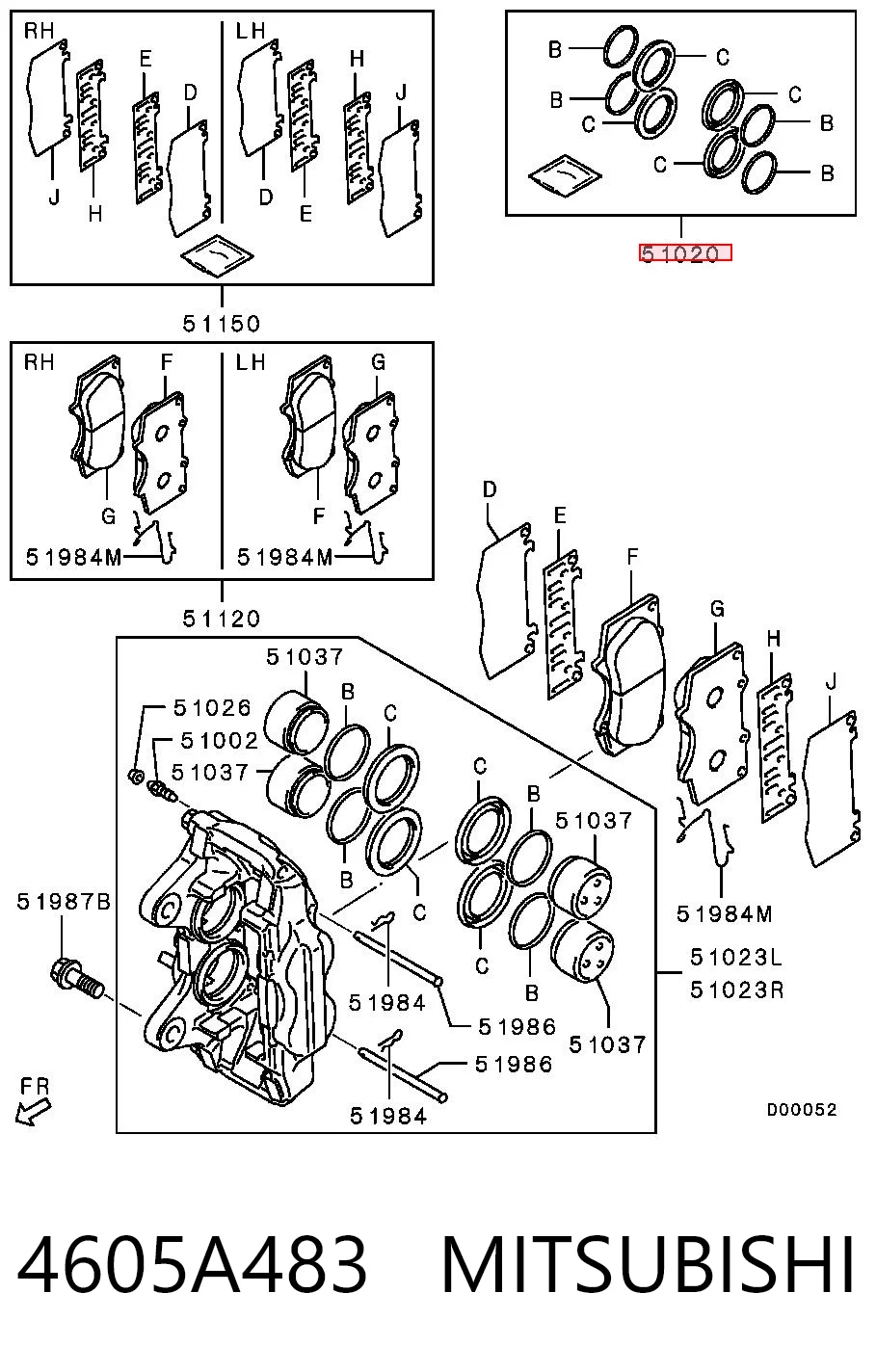 Ремкомплект переднього супорту 4605A483 Chrysler