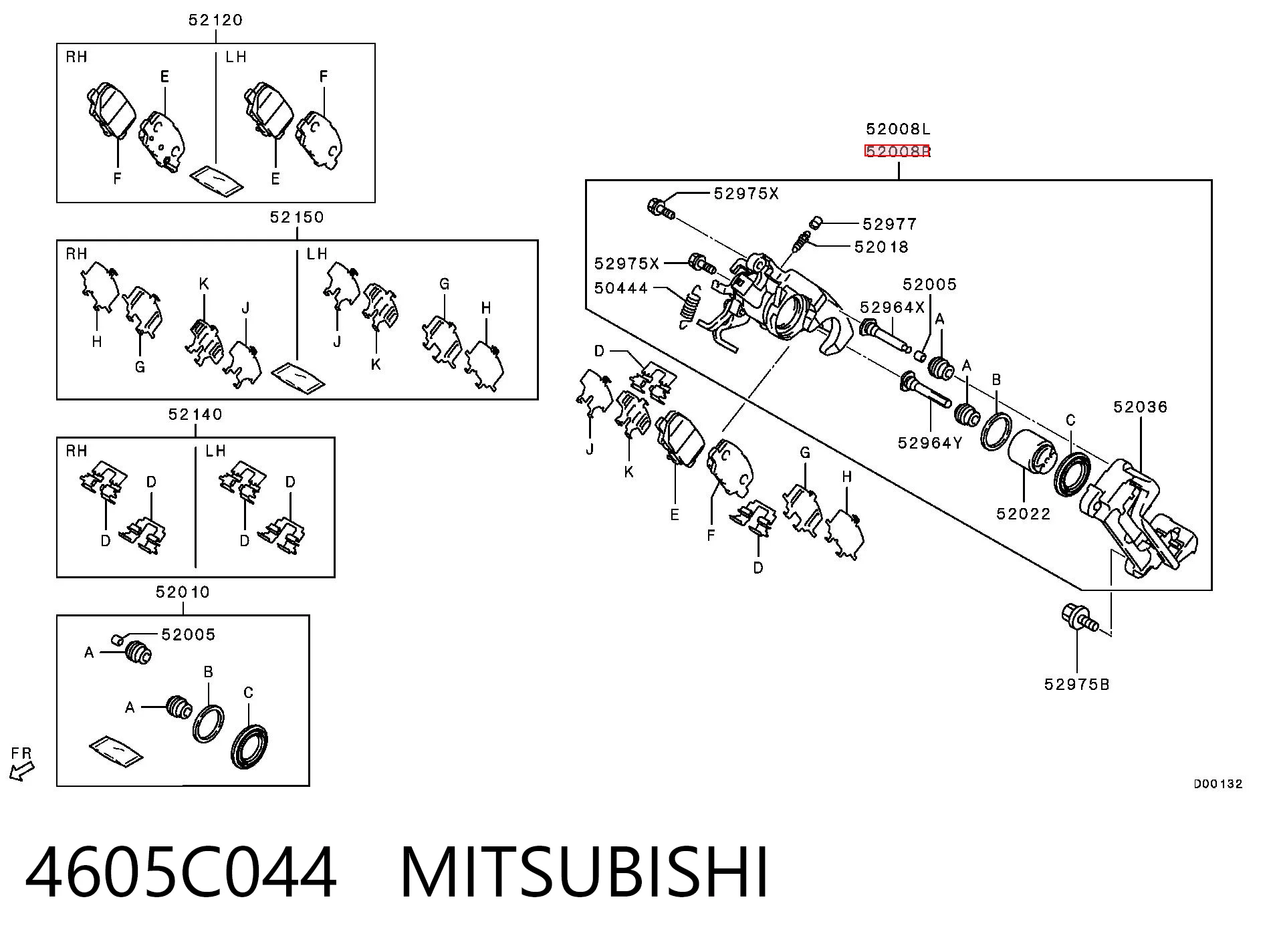 4605C044 Mitsubishi Супорт гальмівний задній правий