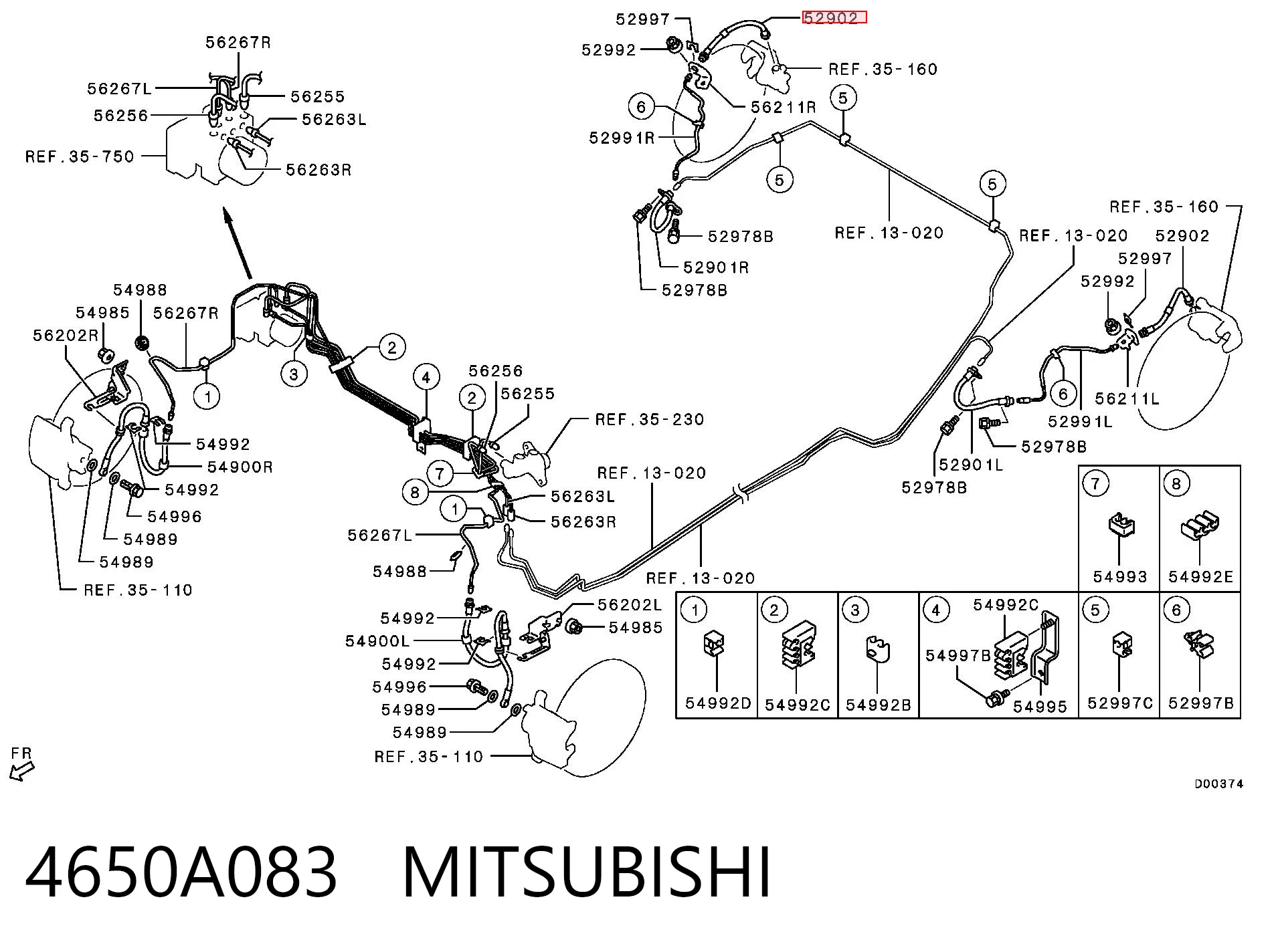 4650A083 Mitsubishi Шланг гальмівний задній
