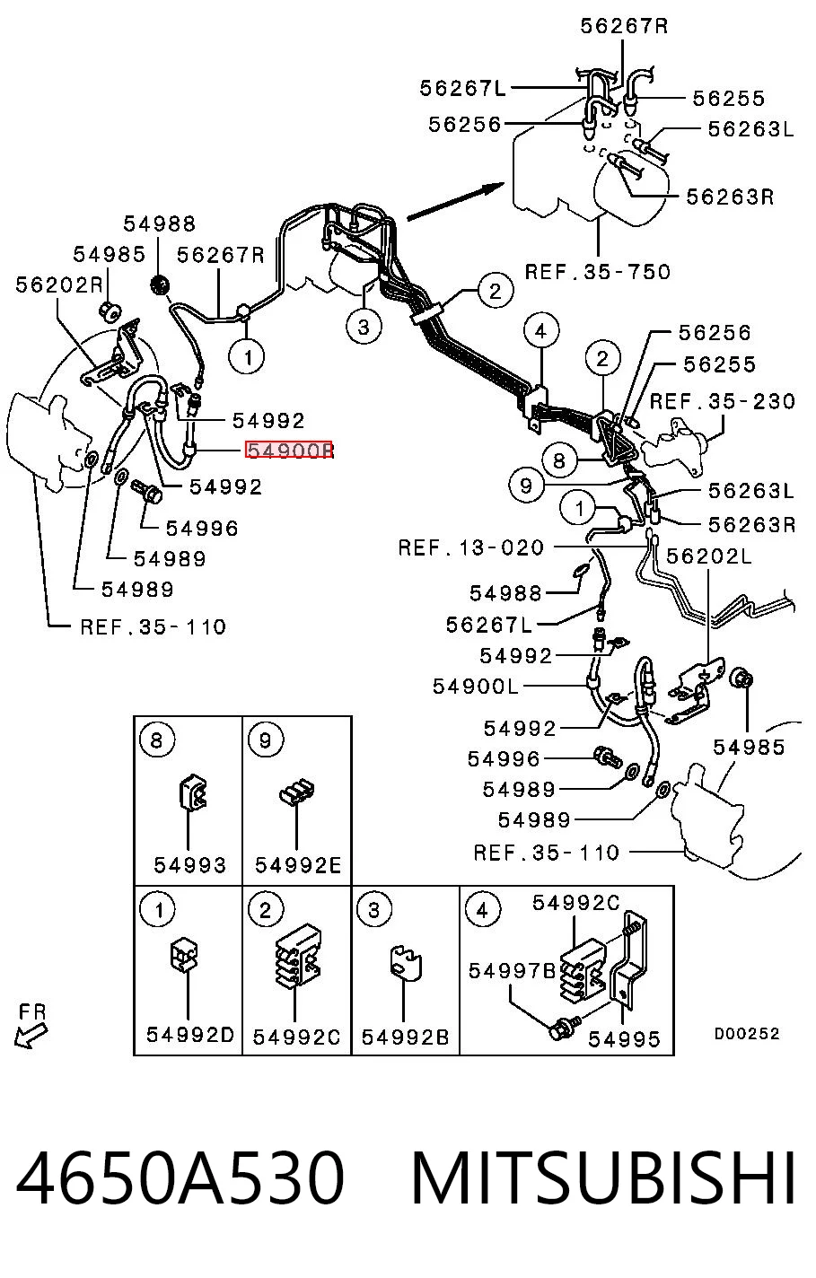 4650A530 Mitsubishi Шланг гальмівний передній, правий