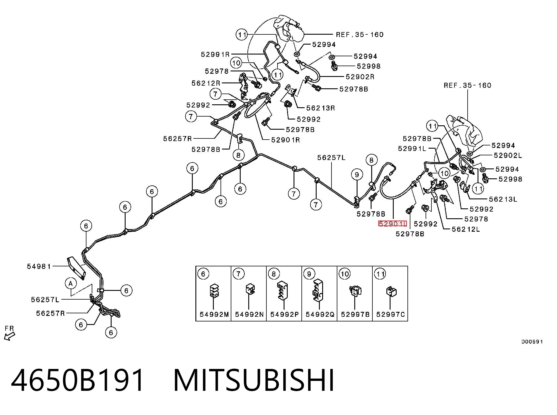 4650B191 Mitsubishi Шланг гальмівний задній, лівий