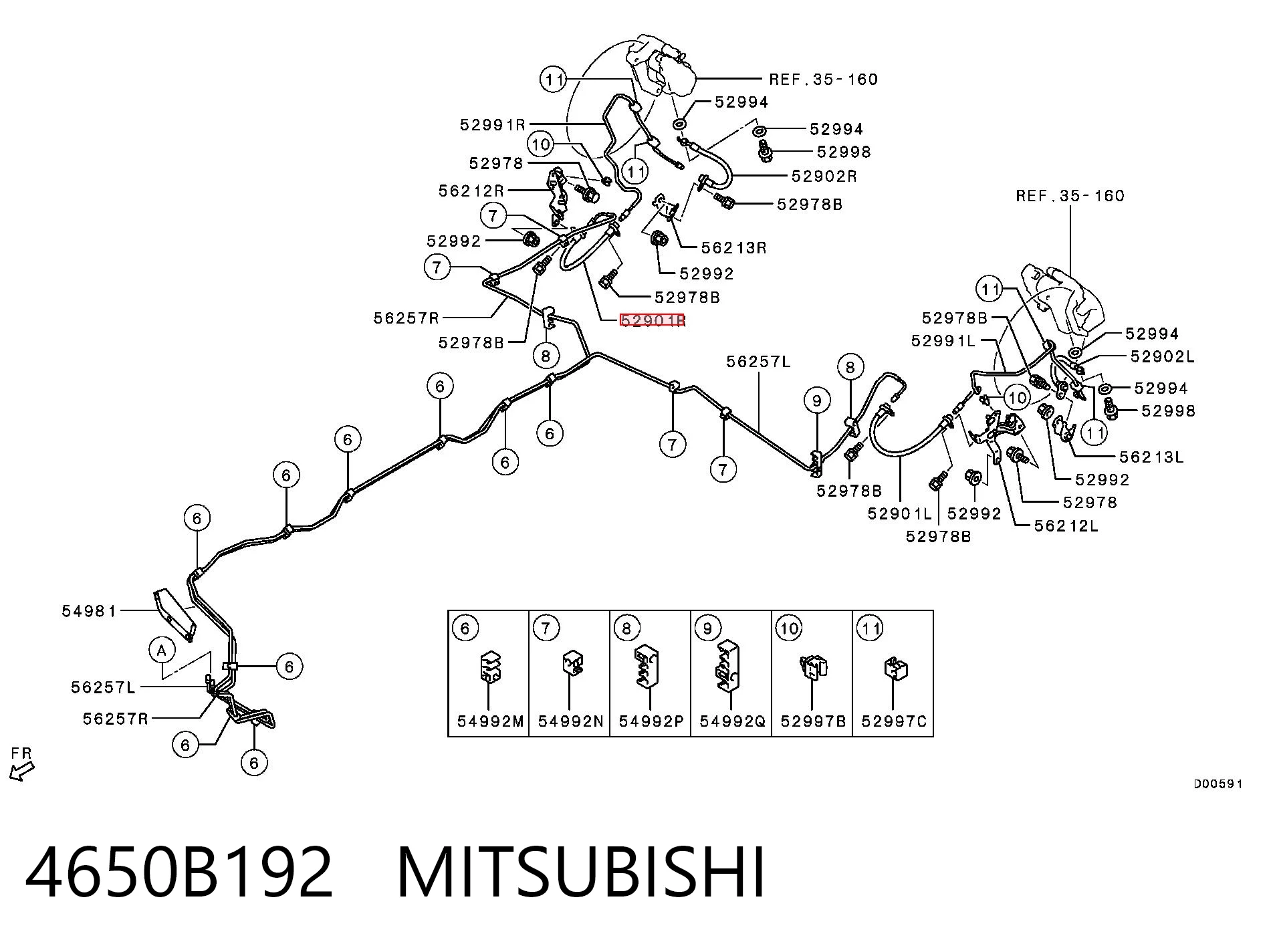4650B192 Mitsubishi Шланг гальмівний задній, правий