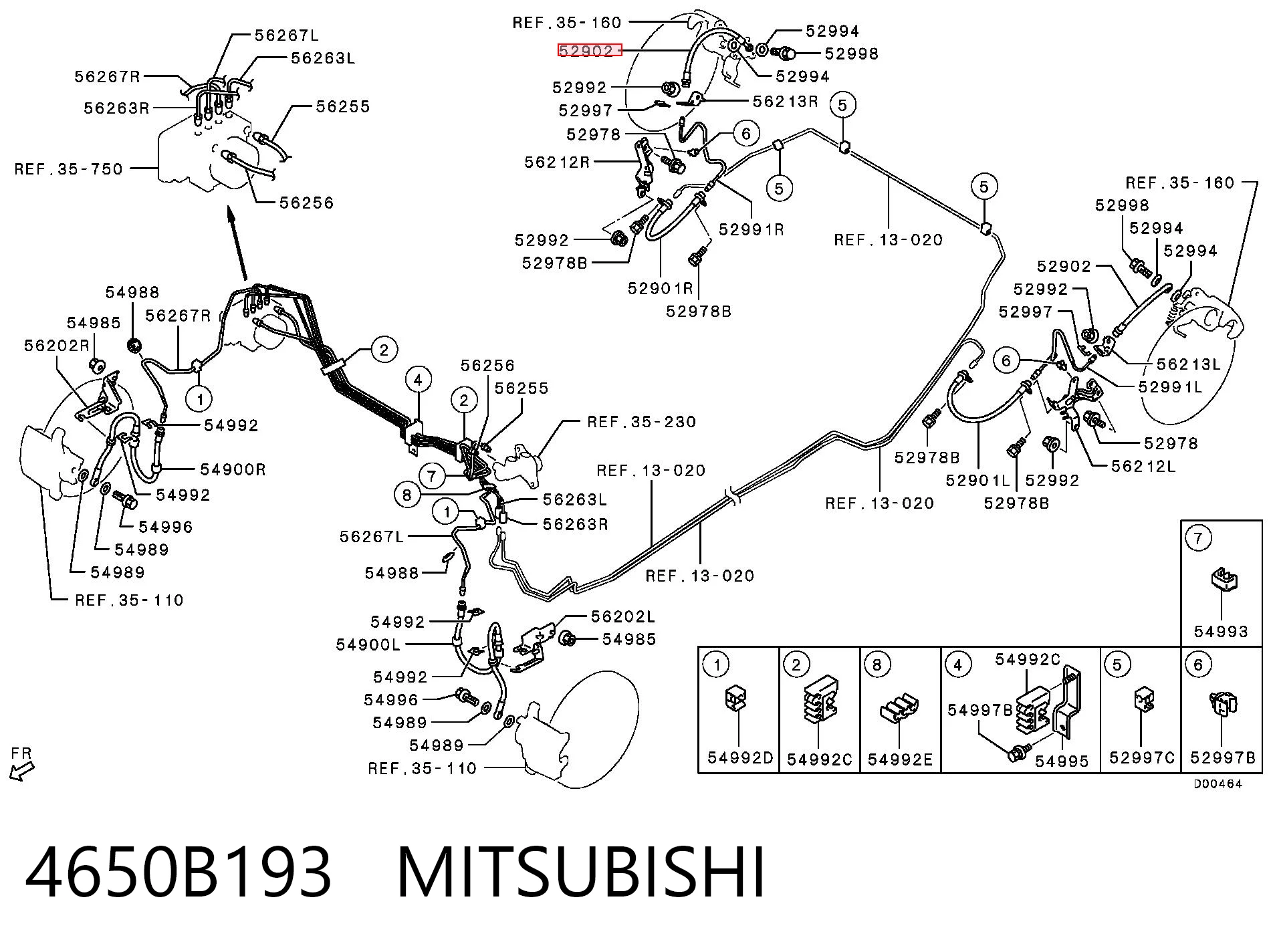 4650B193 Mitsubishi Шланг гальмівний задній