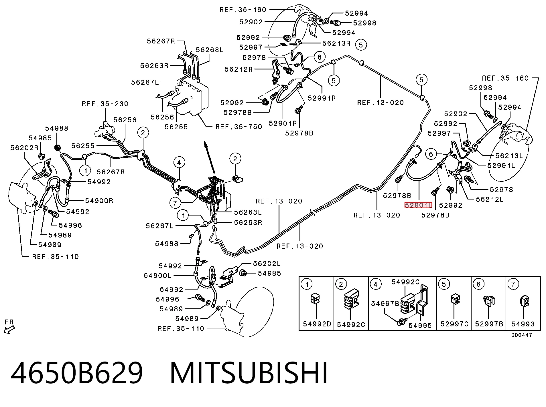 4650B629 Mitsubishi Шланг гальмівний задній, лівий