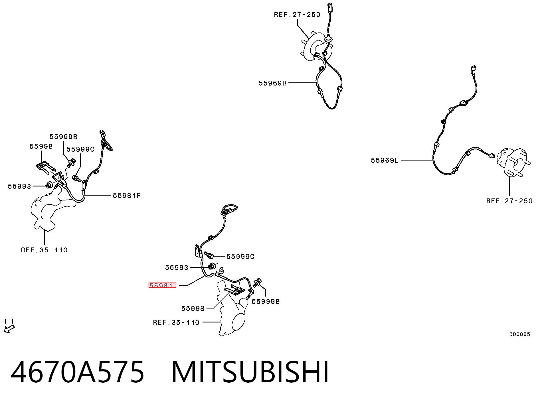 4670A575 Mitsubishi Датчик ABS передній лівий