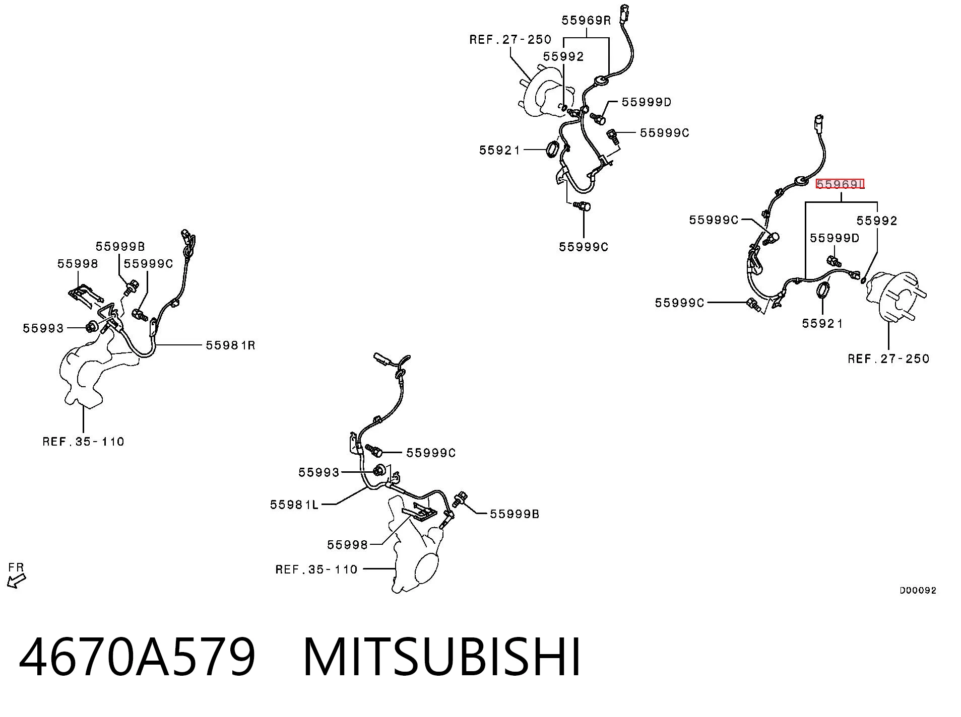 4670A579 Mitsubishi Датчик ABS задній лівий