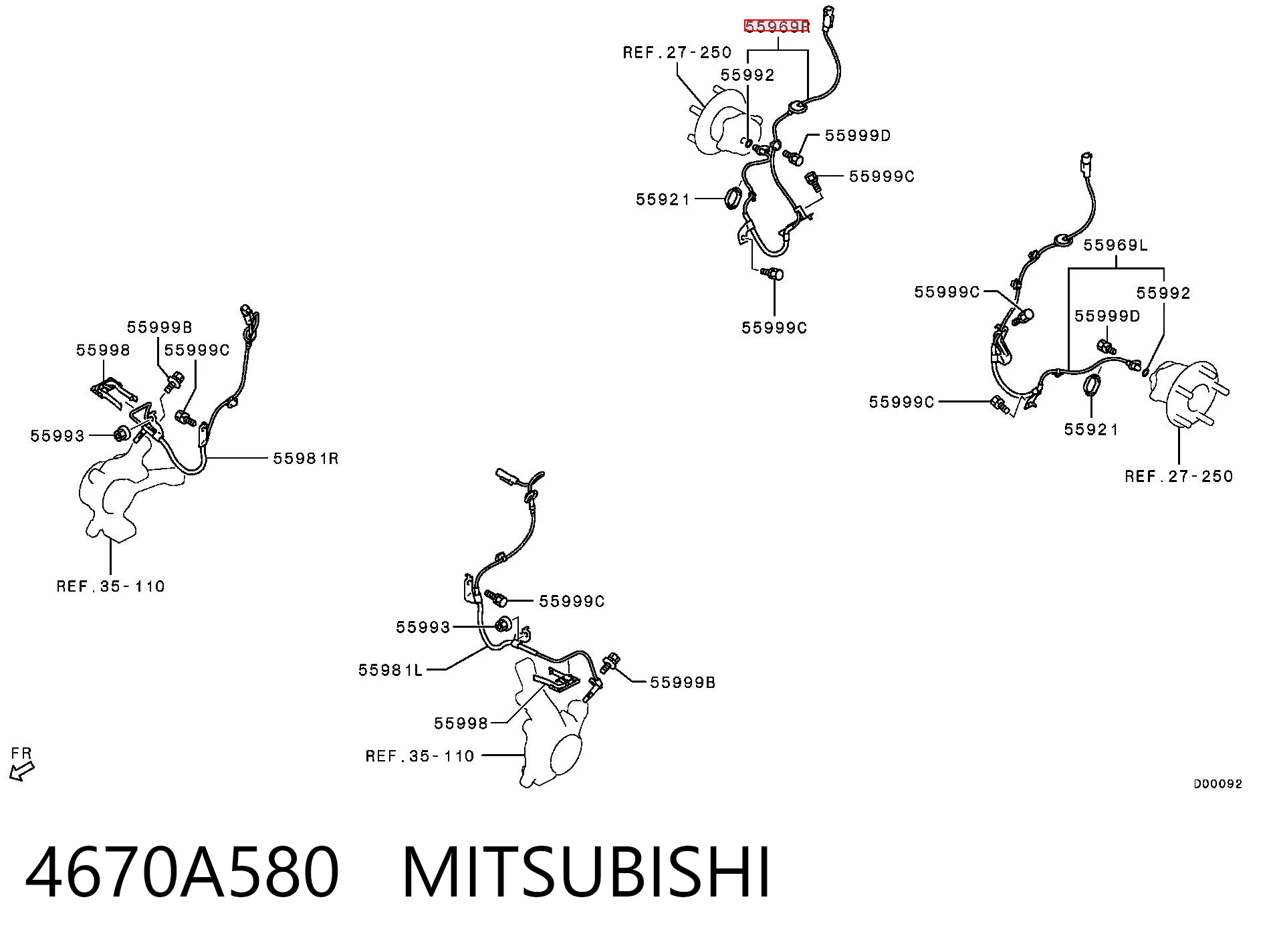 4670A580 Mitsubishi Датчик АБС (ABS) задній правий