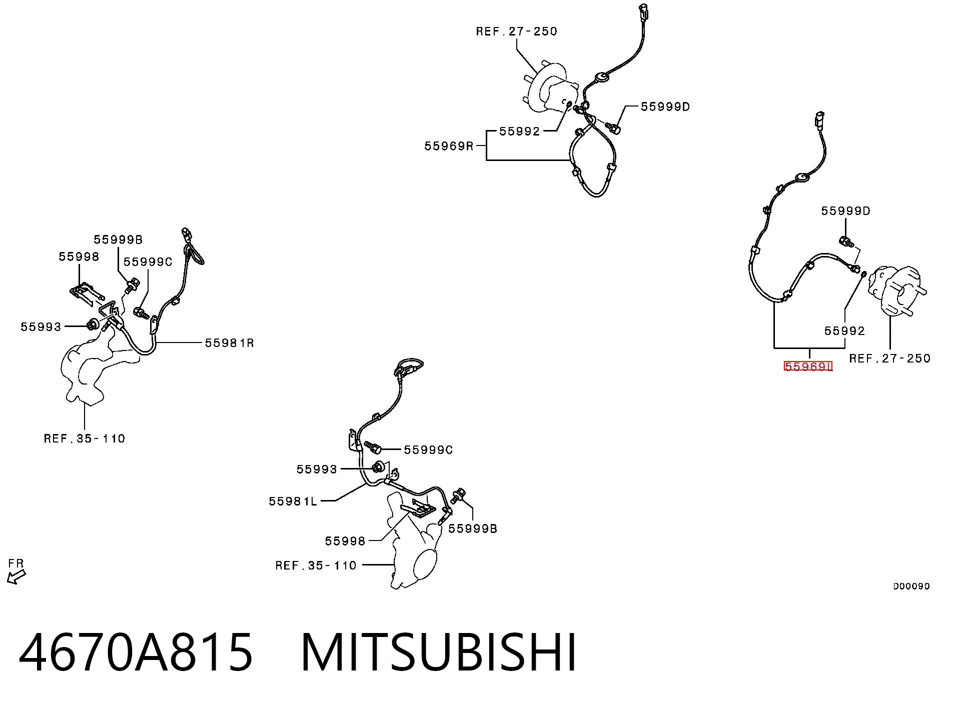 4670A815 Mitsubishi Датчик ABS задній лівий
