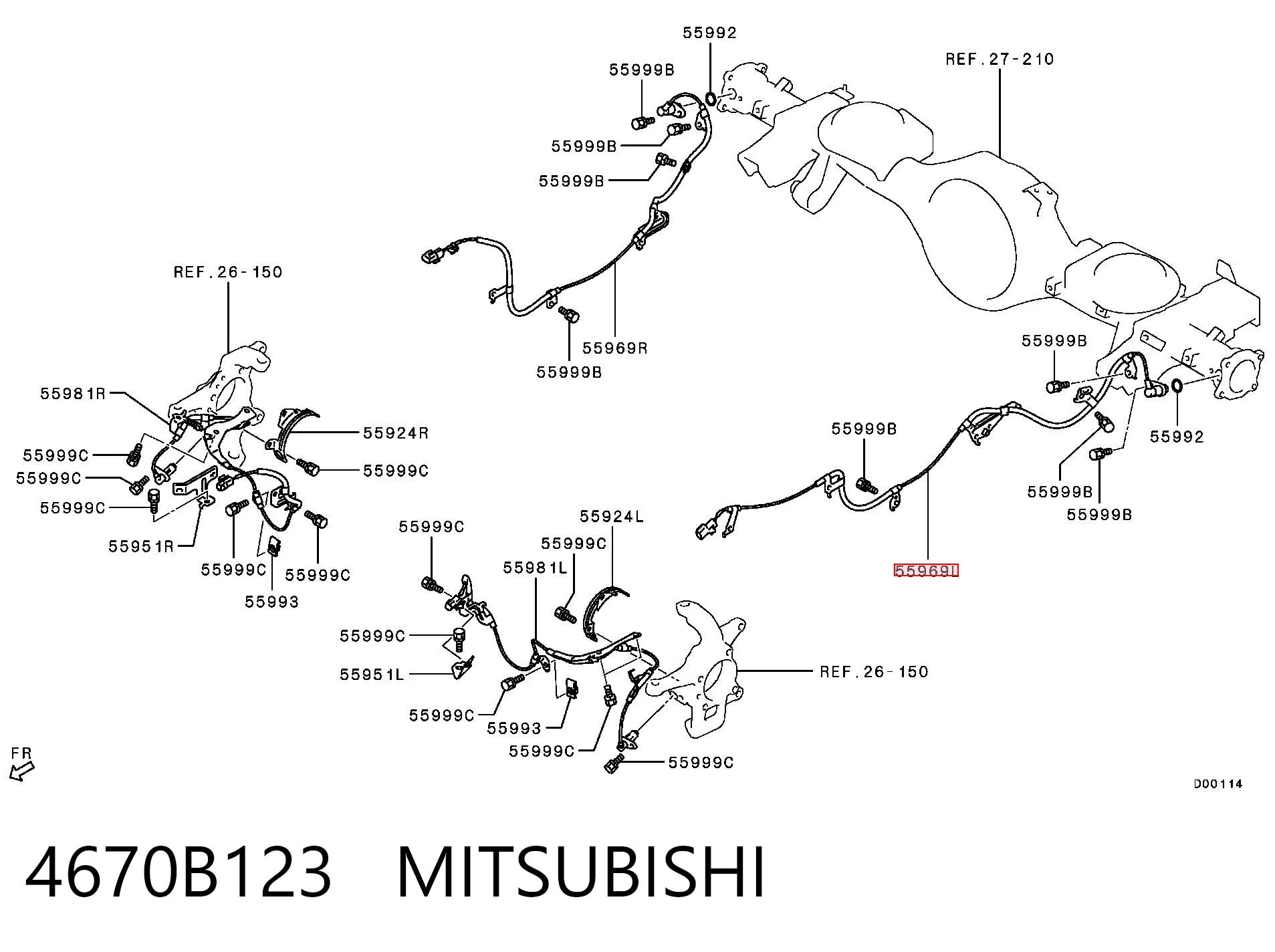 4670B123 Mitsubishi Датчик ABS задній лівий