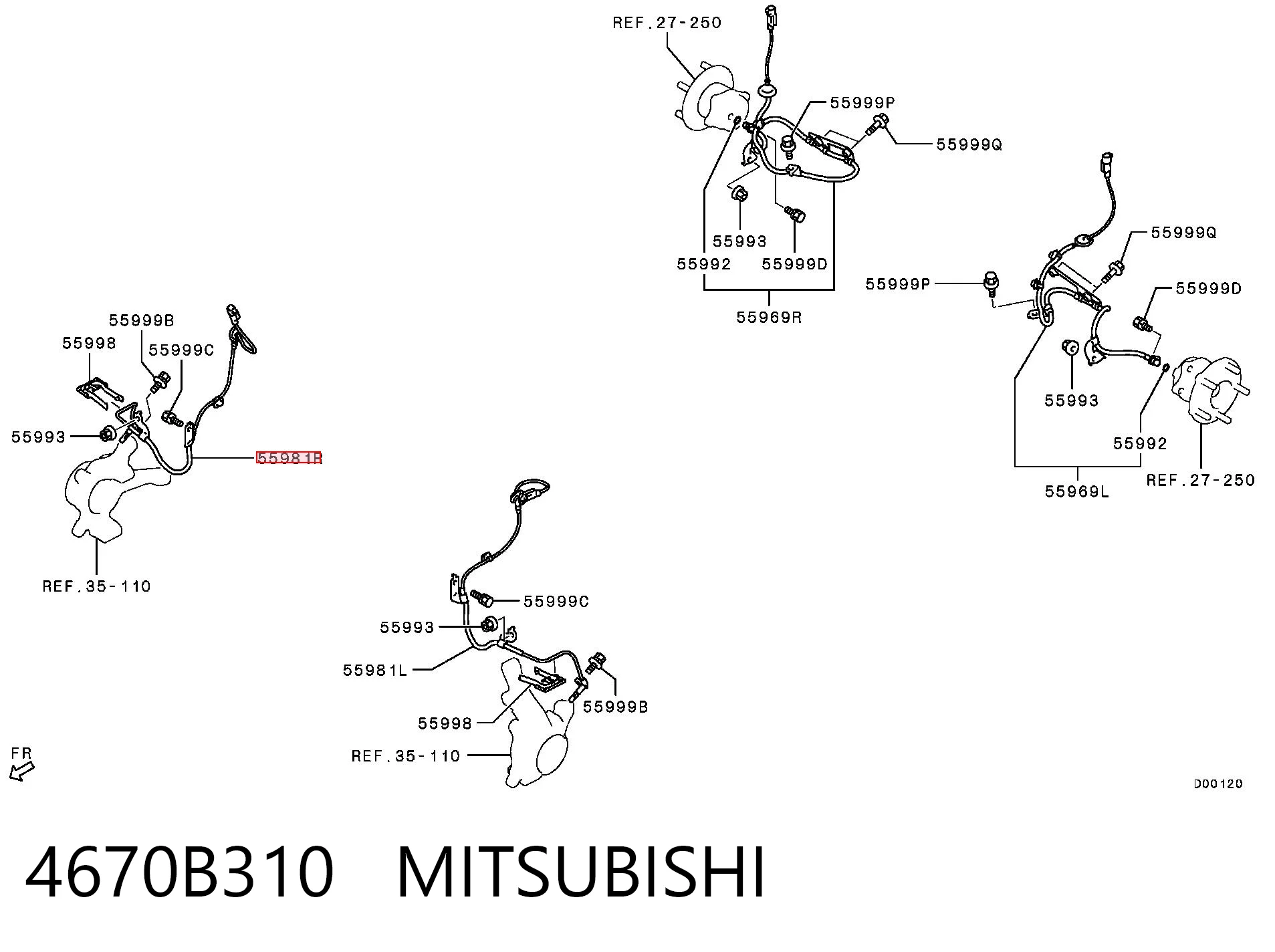 4670B310 Mitsubishi Датчик АБС (ABC) передній, правий