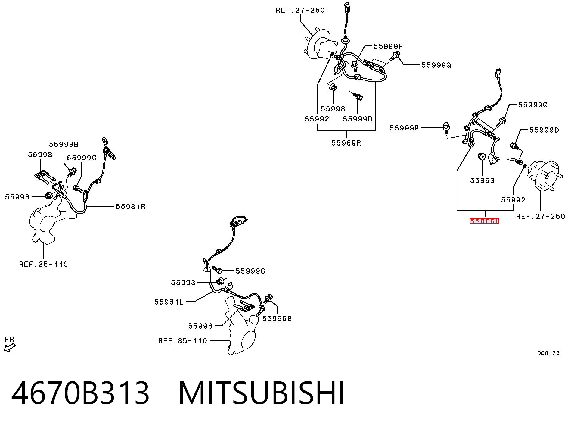 4670B313 Mitsubishi Датчик ABS задній лівий