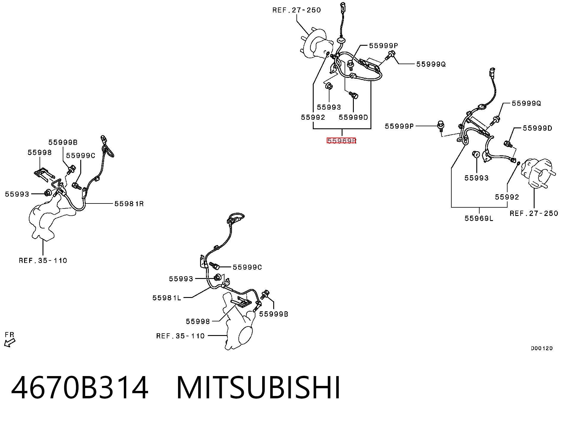4670B314 Mitsubishi Датчик АБС (ABS) задній правий