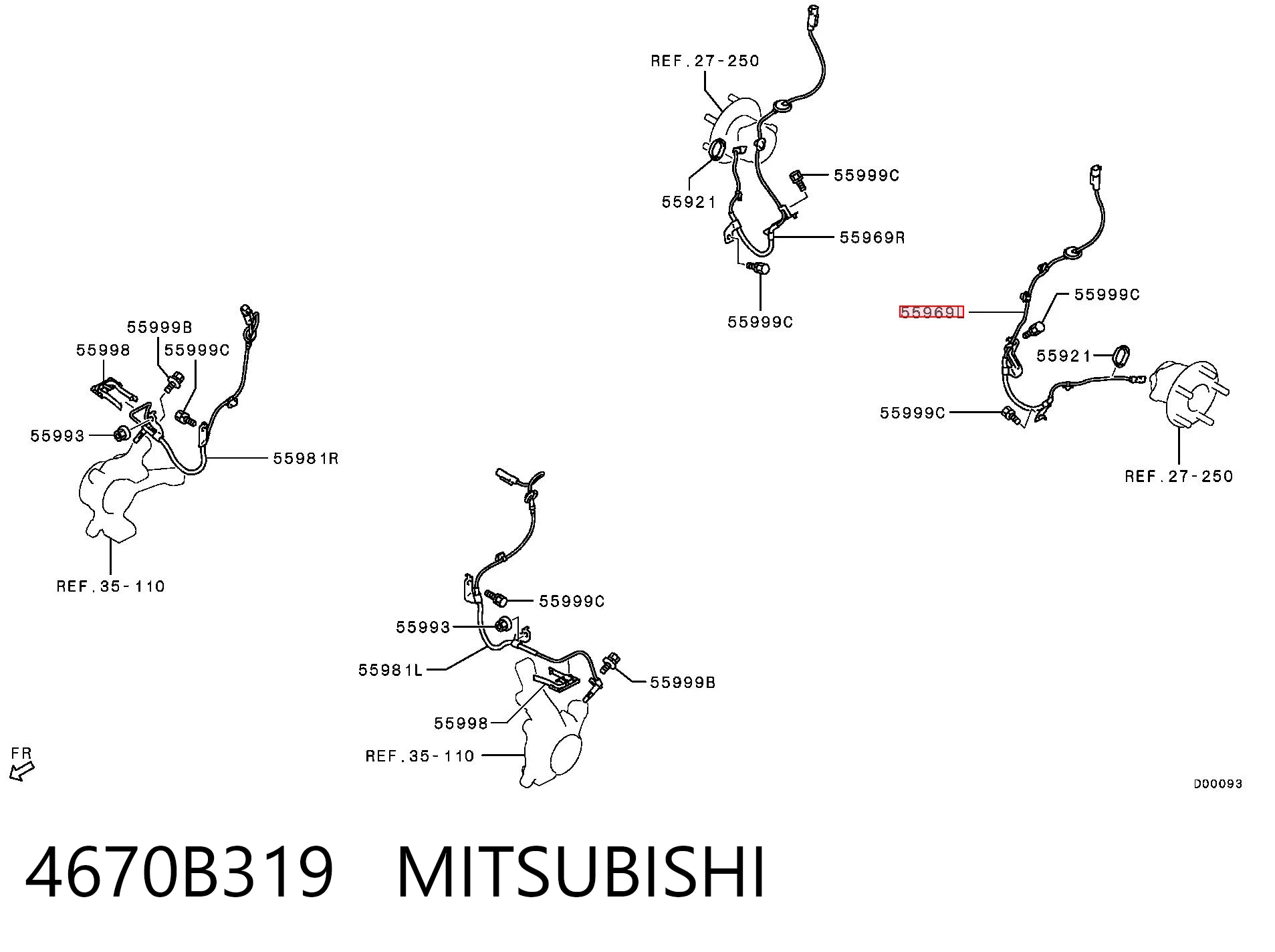 4670B319 Mitsubishi Датчик ABS задній лівий