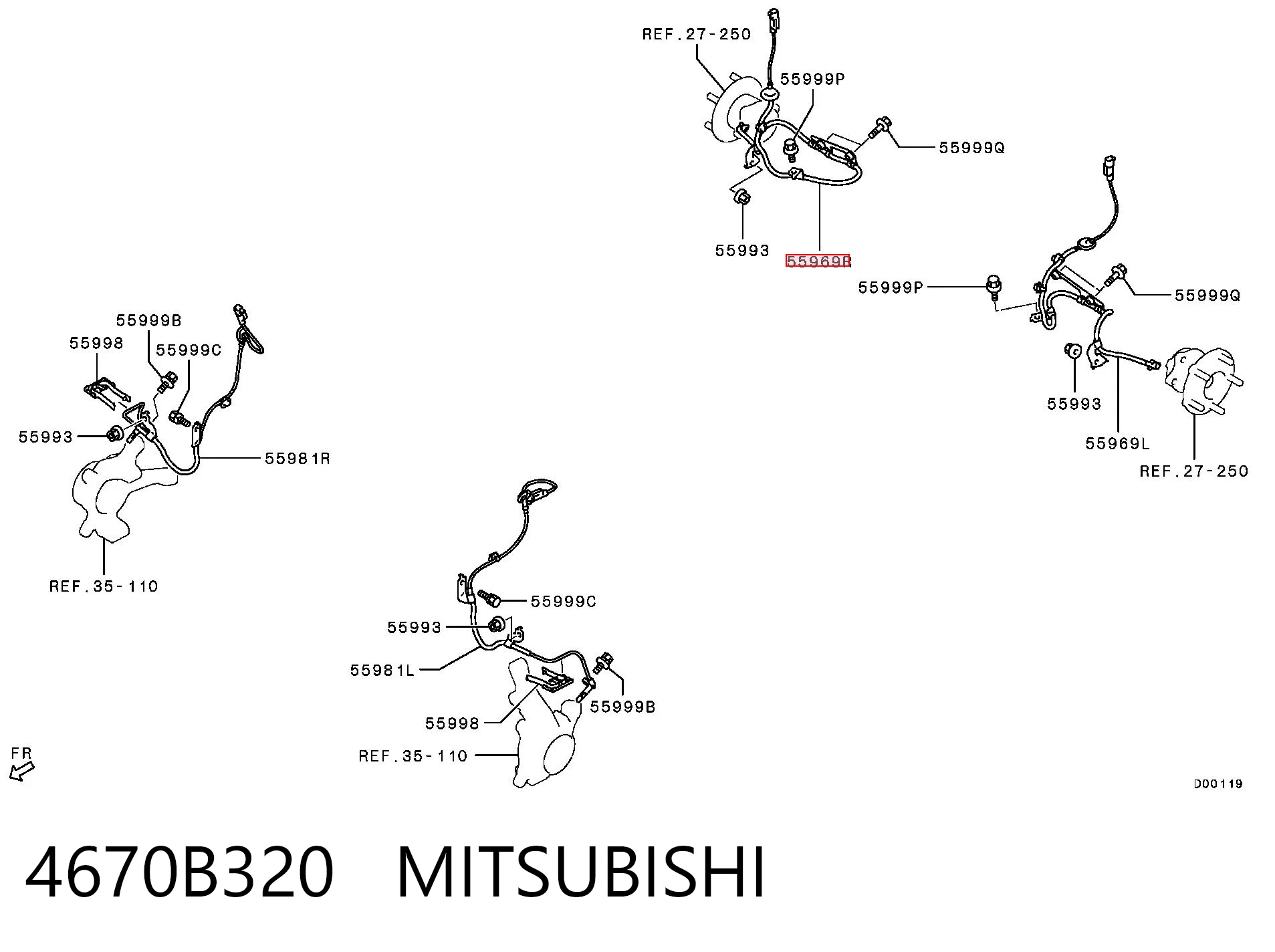 4670B320 Mitsubishi Датчик АБС (ABS) задній правий