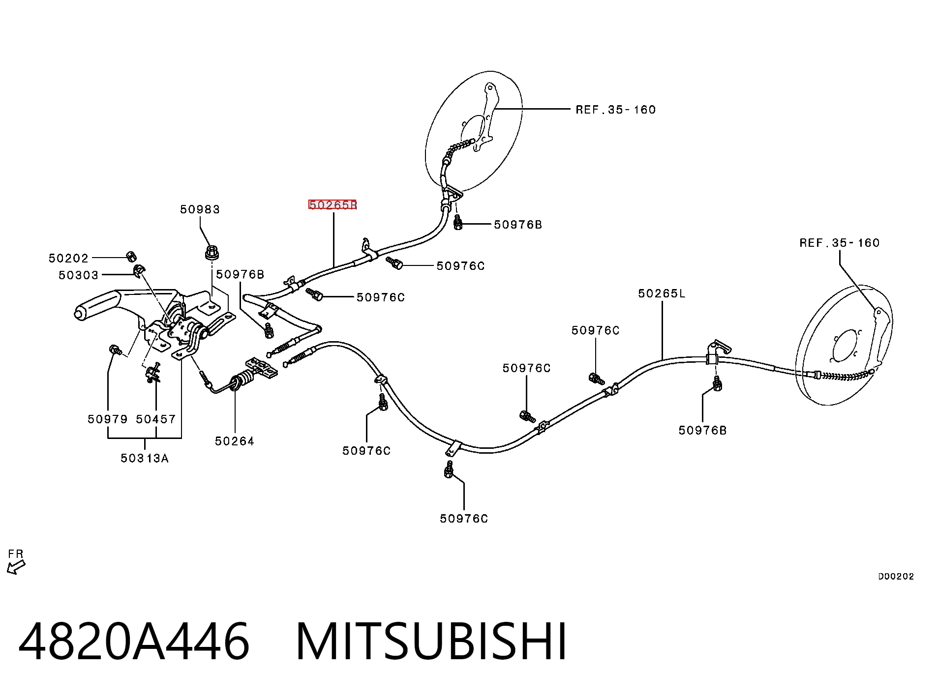4820A446 Mitsubishi Трос ручного гальма задній, правий