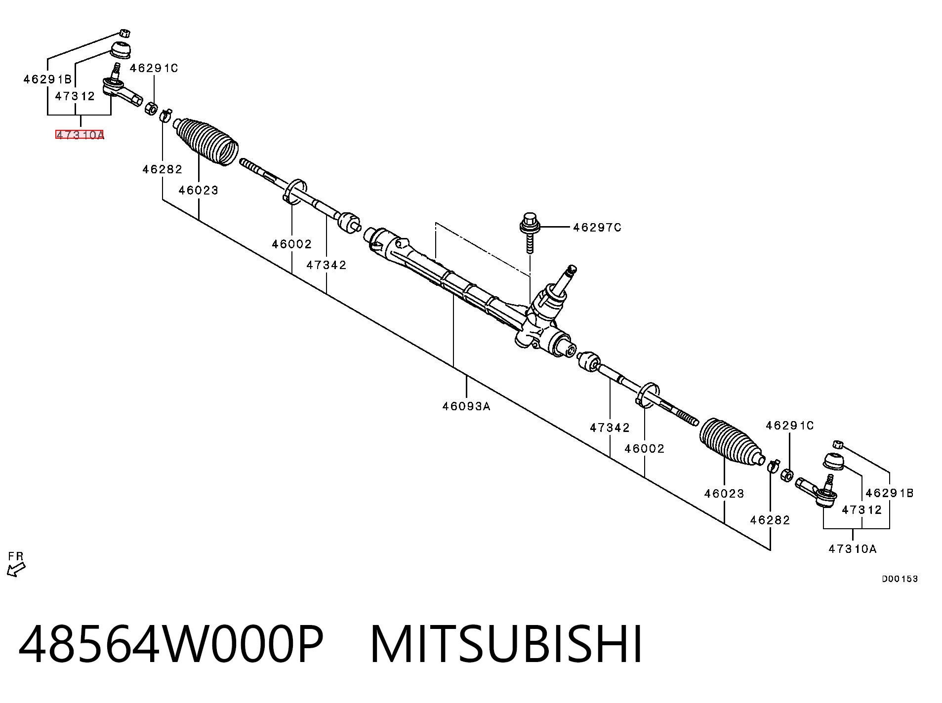 48564W000P Mitsubishi Зовнішній наконечник рульової тяги