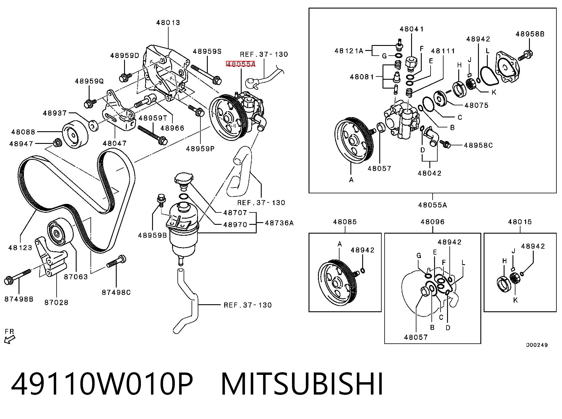 49110W010P Mitsubishi Насос гідропідсилювача