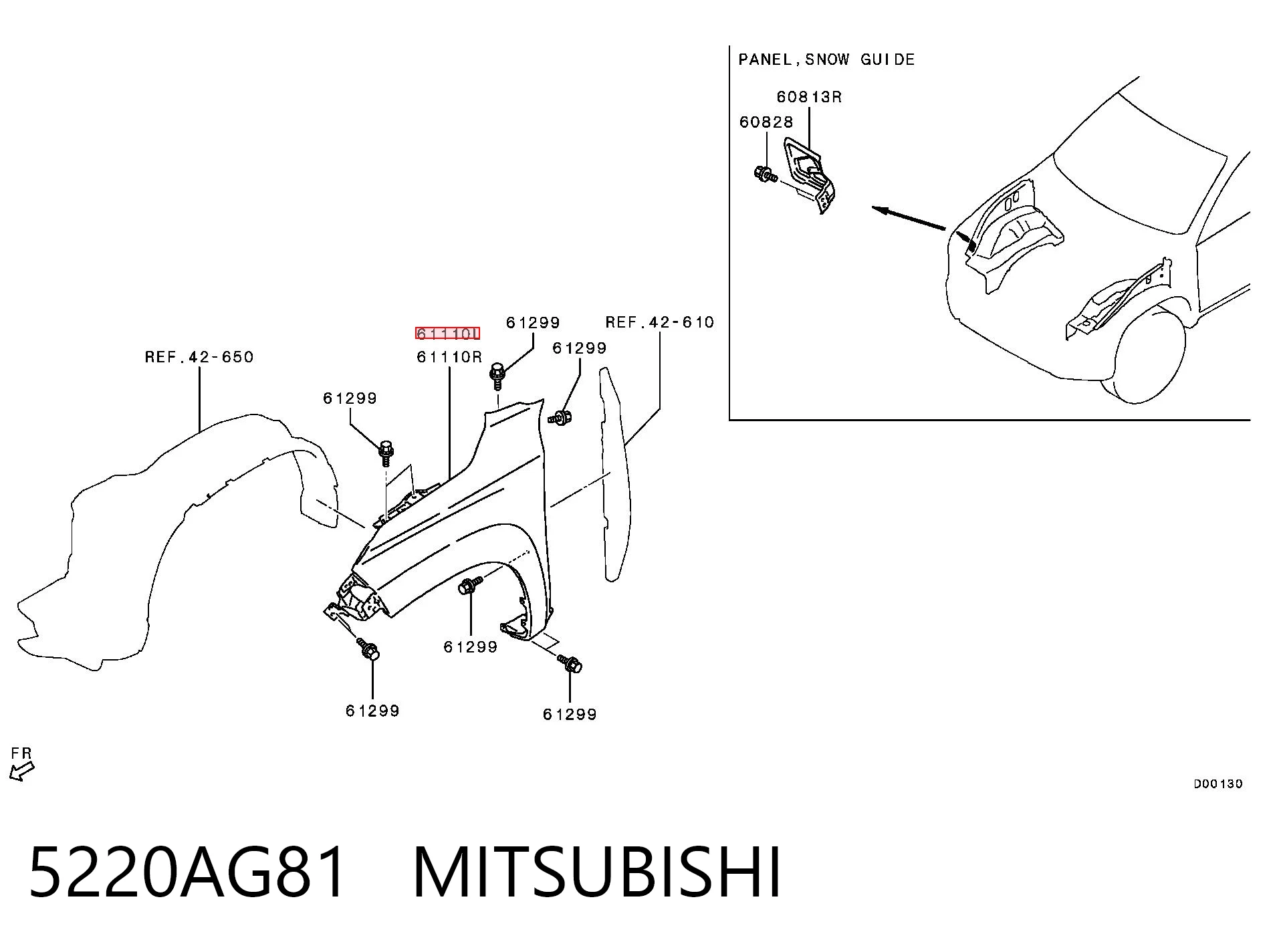 Переднє ліве крило на Mitsubishi L 200 V KJ, KK, KL