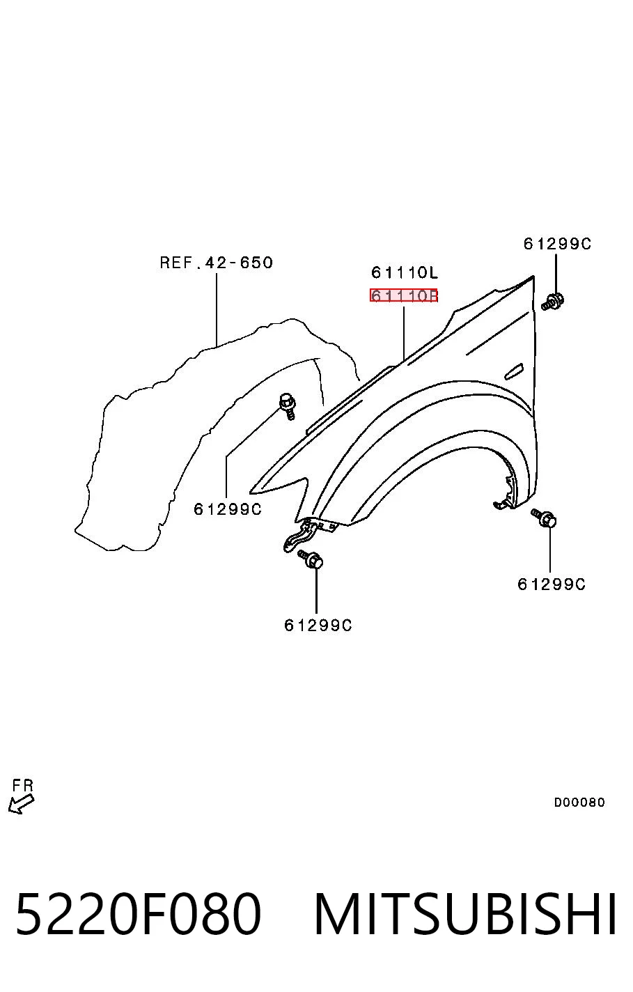 5220F080 Chrysler Крило переднє праве