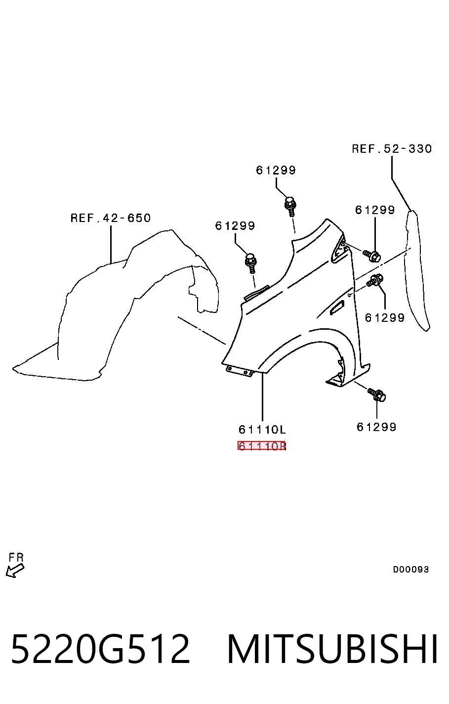 5220G512 Mitsubishi Крило переднє праве