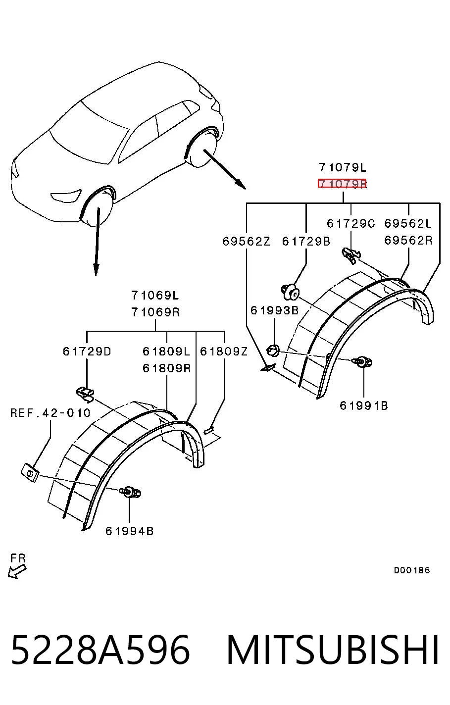 5228A596 Mitsubishi Молдинг арки колеса заднього, правий