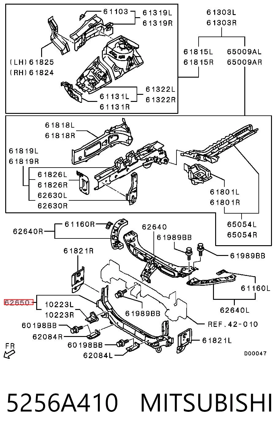 5256A410 Mitsubishi Рамка радіатора нижня