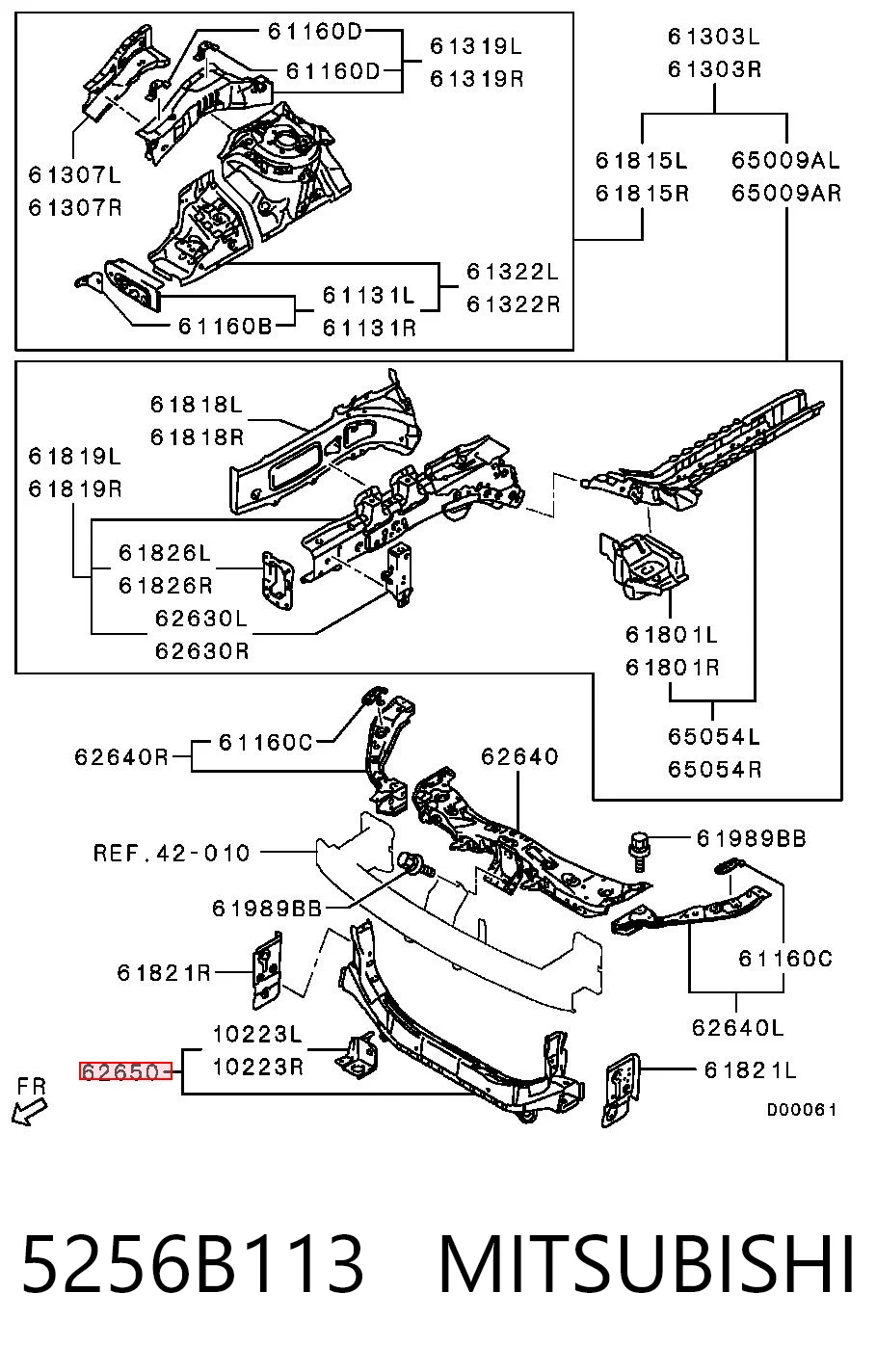 5256B113 Mitsubishi Супорт радіатора нижній/монтажна панель кріплення фар