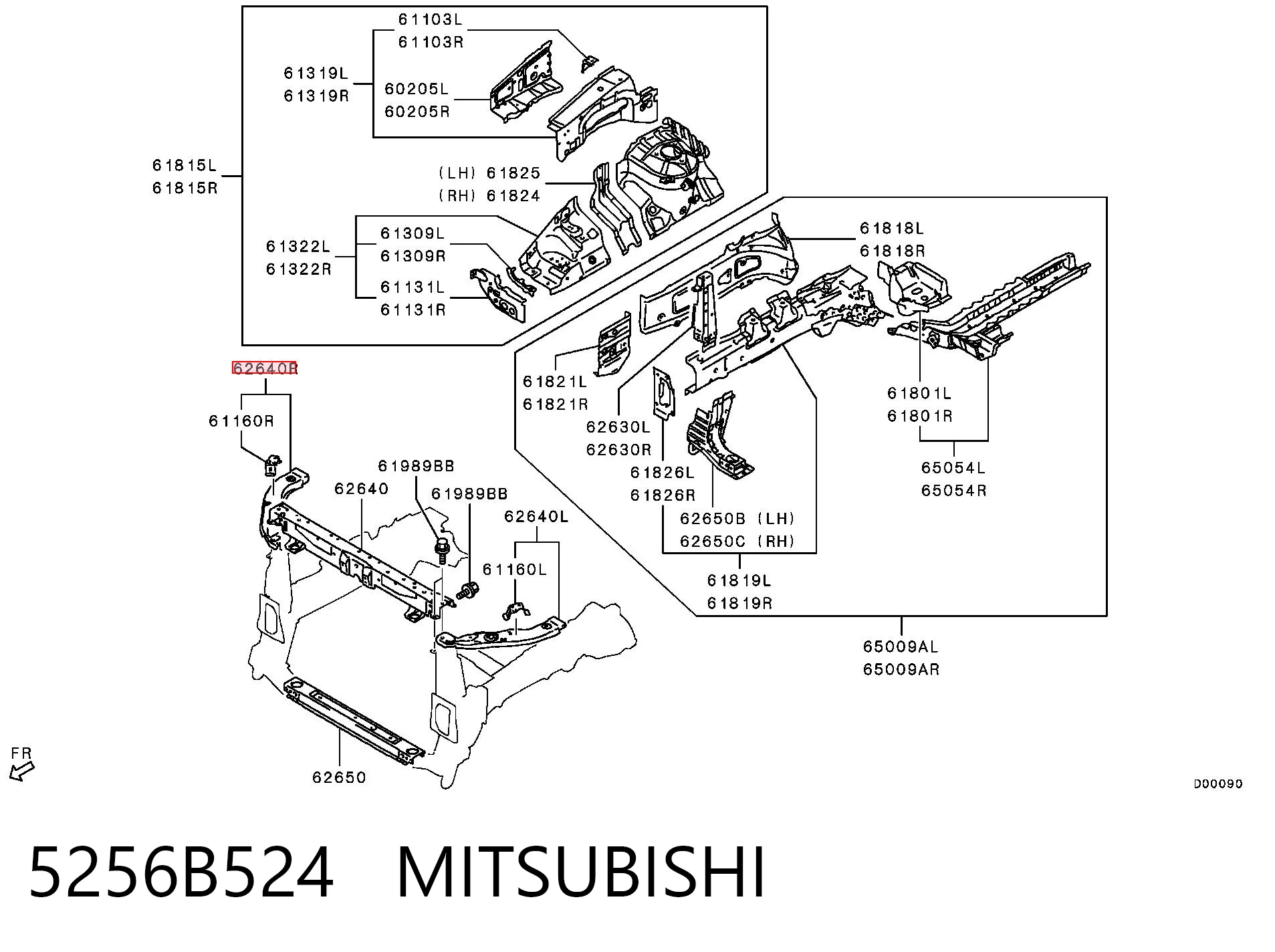 5256B524 Mitsubishi Рамка радіатора права