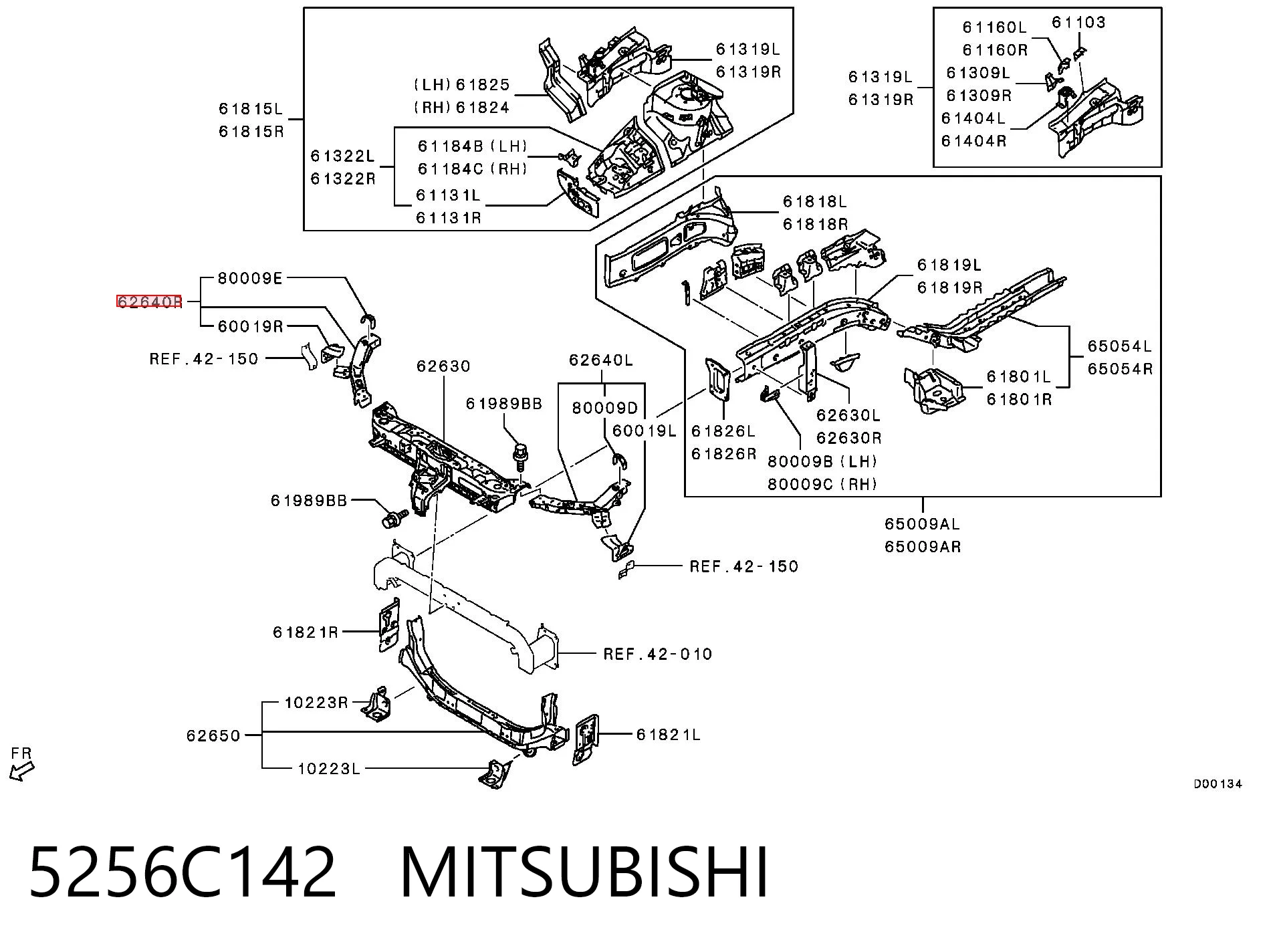 5256C142 Mitsubishi Супорт радіатора правий/монтажна панель кріплення фар