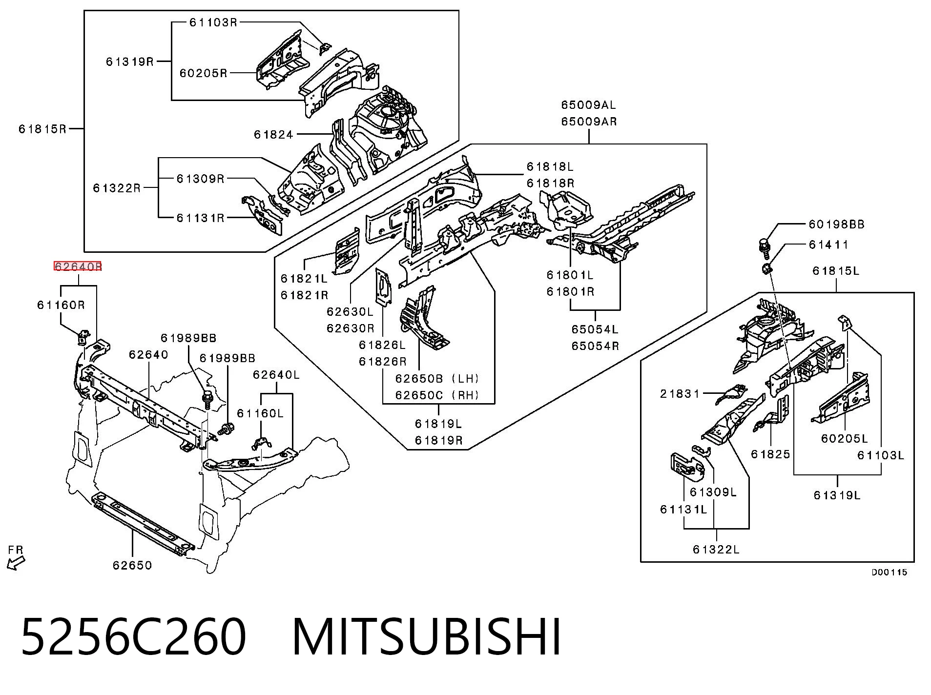 5256C260 Mitsubishi Рамка радіатора права
