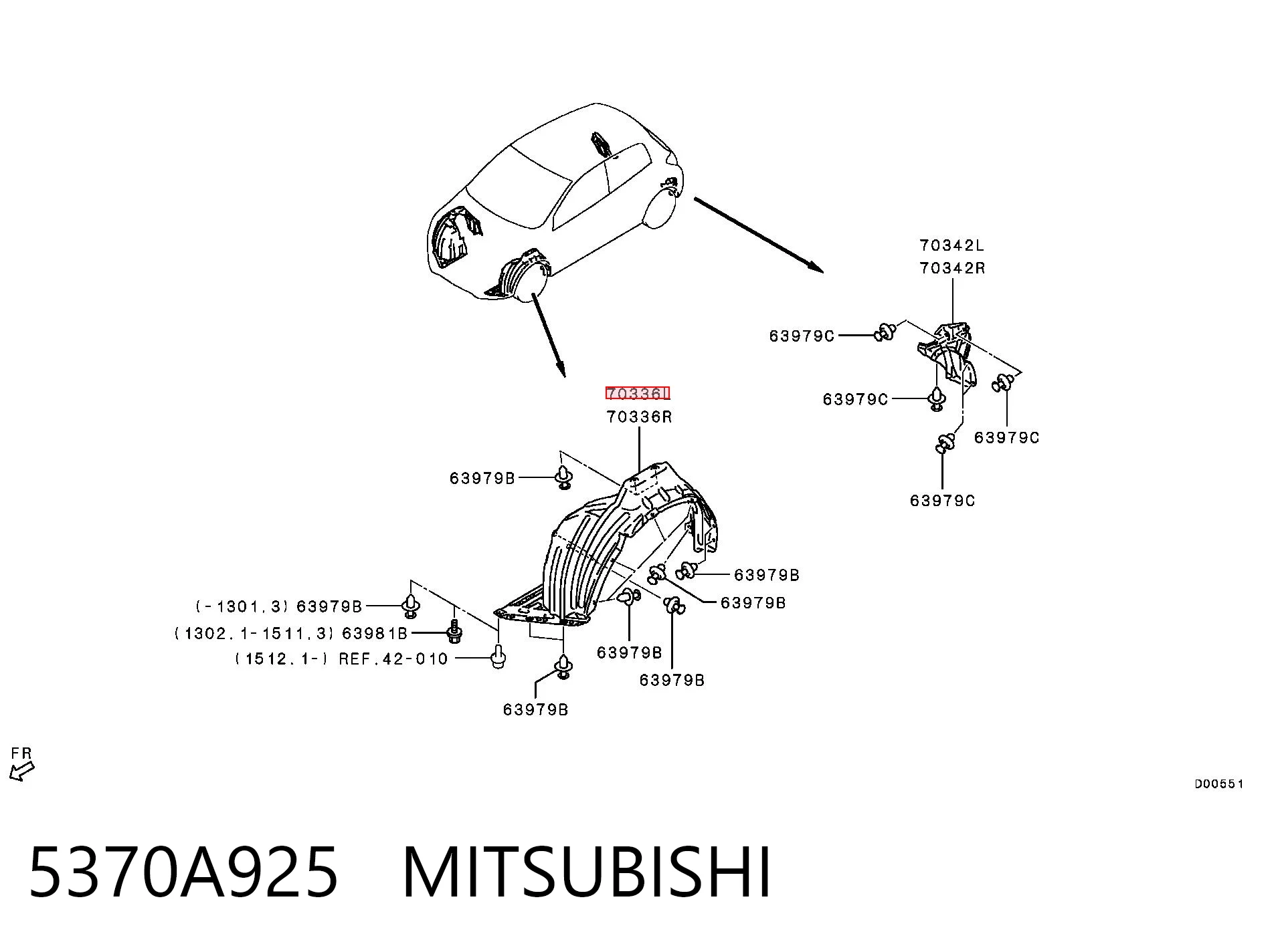 5370A925 Mitsubishi Підкрилок переднього крила, лівий