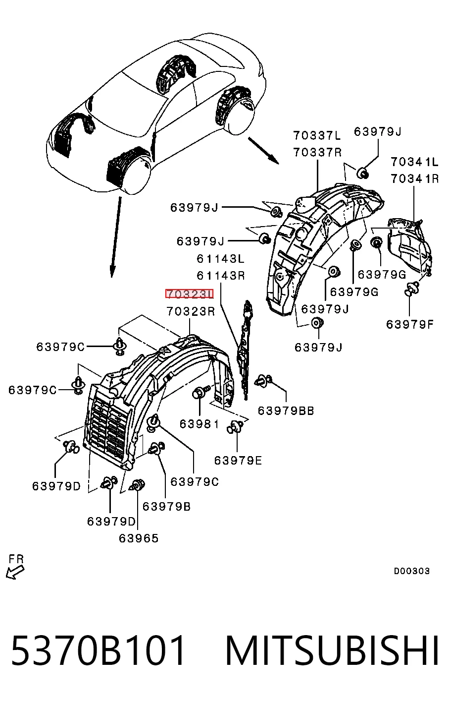 Підкрилок передній лівий 306MBF088 TYC