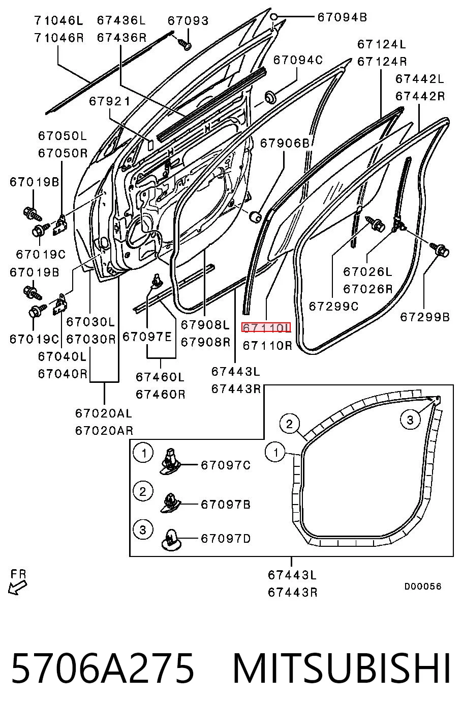5706A357 Chrysler Скло водійських дверей