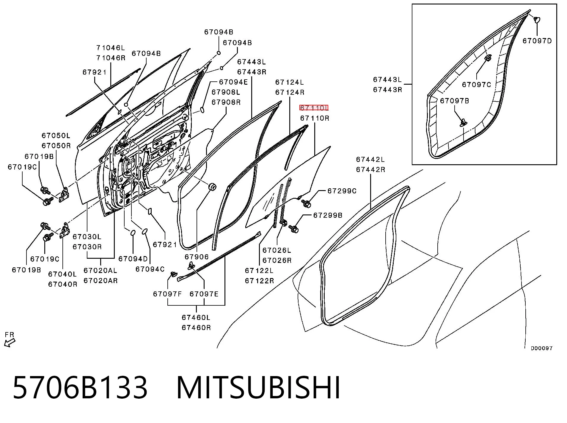 5706B133 Mitsubishi Скло водійських дверей