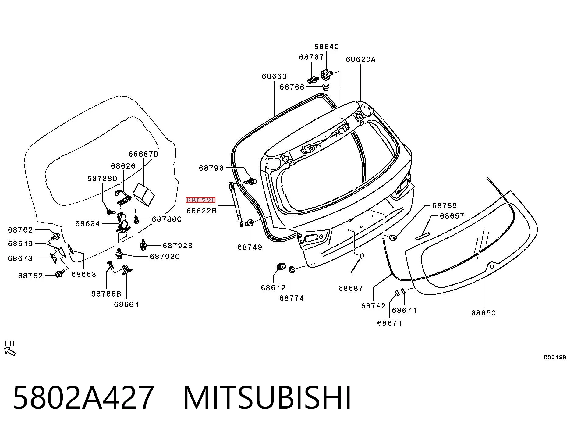 5802A427 Mitsubishi Амортизатор кришки багажника / двері 3/5-ї задньої