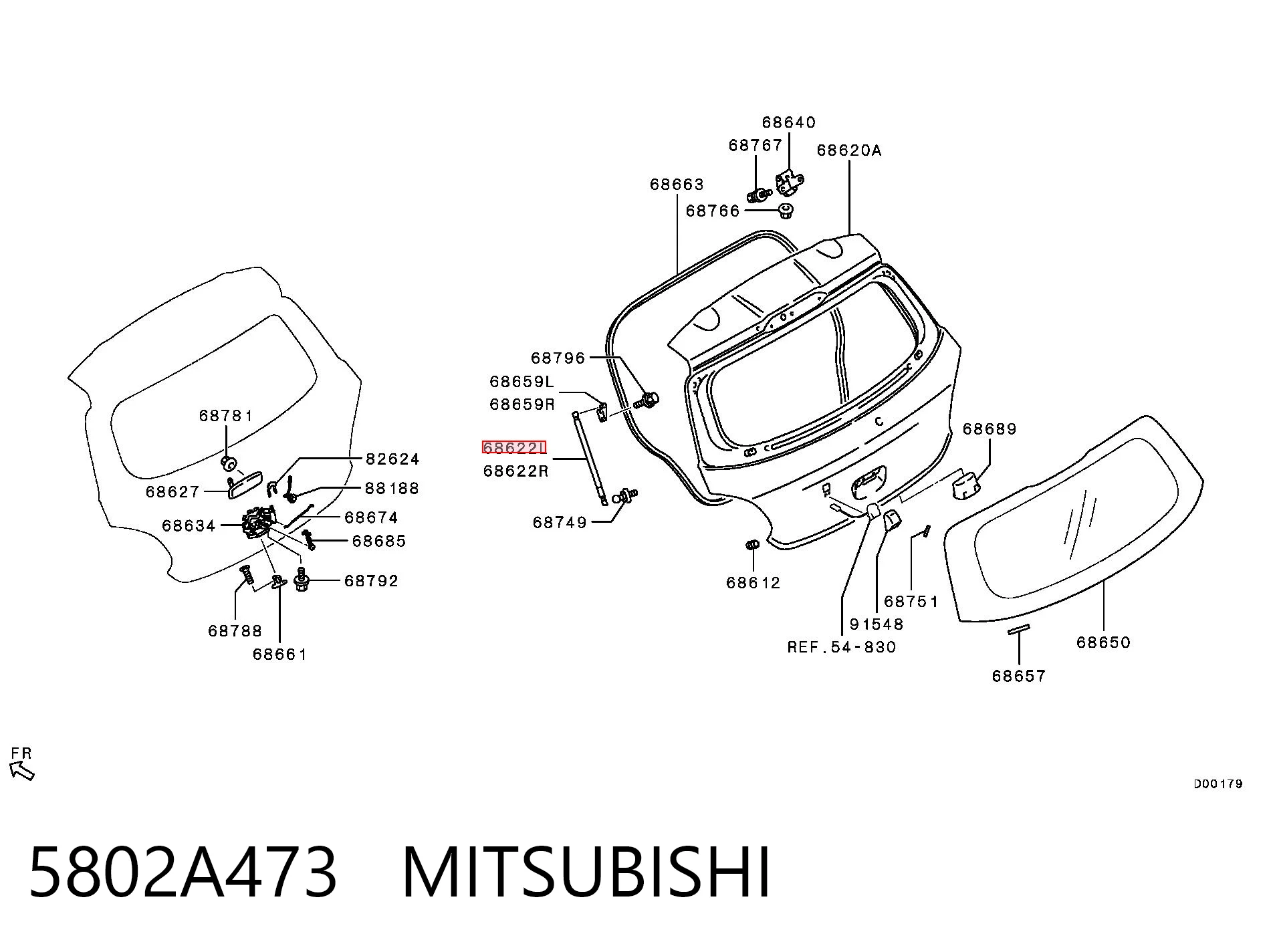 5802A473 Mitsubishi Амортизатор кришки багажника / двері 3/5-ї задньої