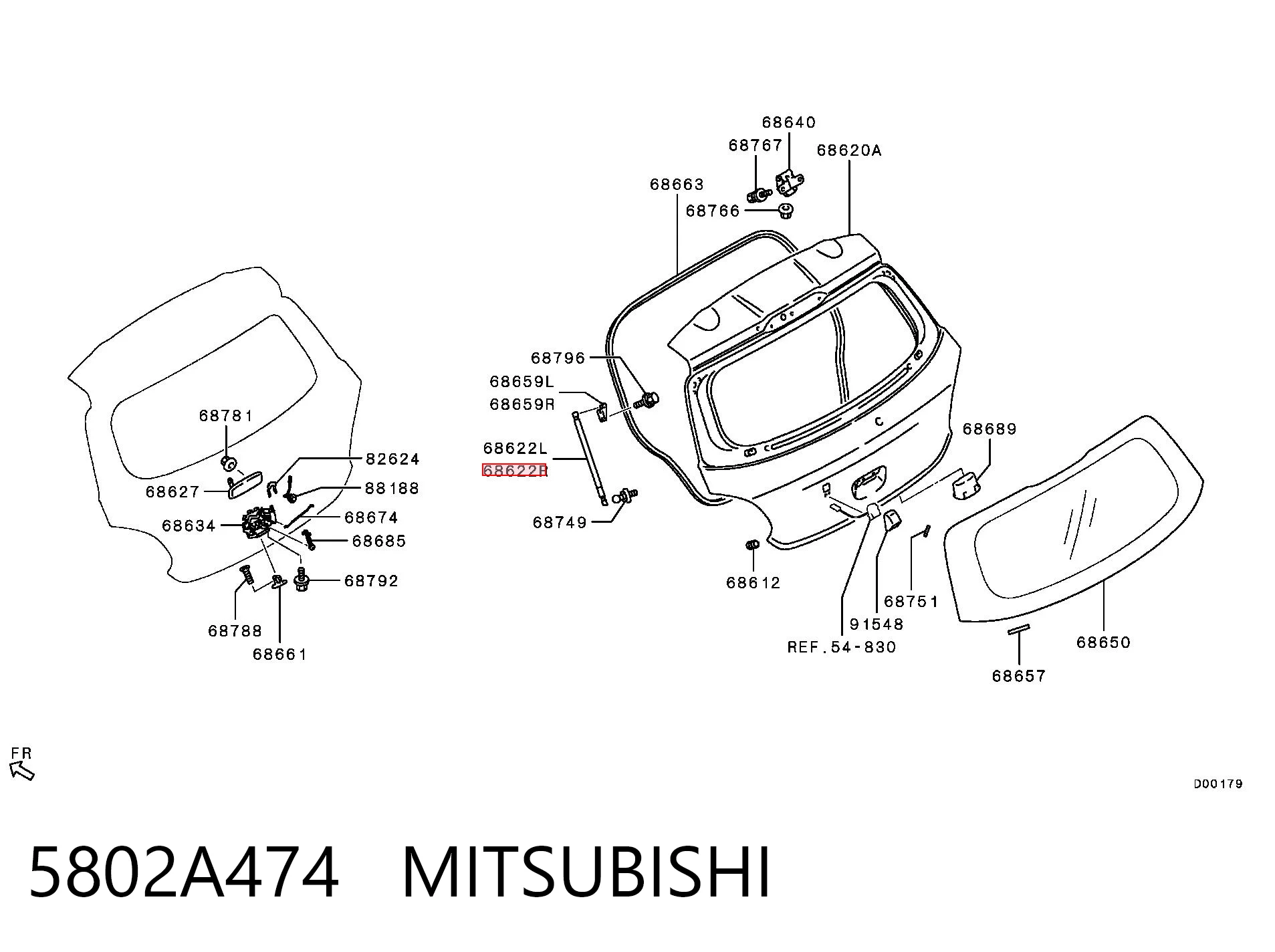 5802A474 Mitsubishi Амортизатор кришки багажника / двері 3/5-ї задньої