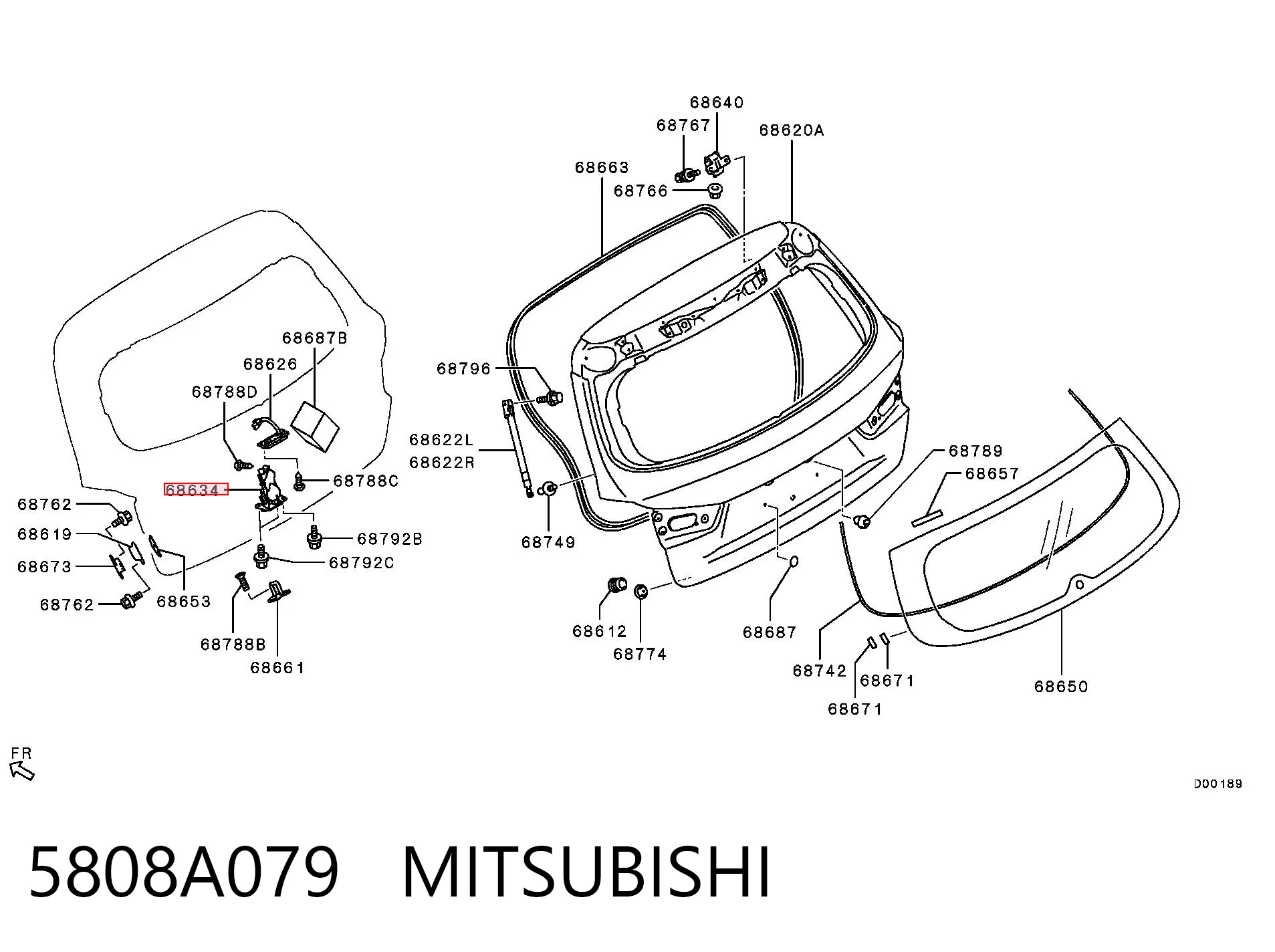 Купити MR959620 Chrysler Замок 3/5-х дверей, задній
