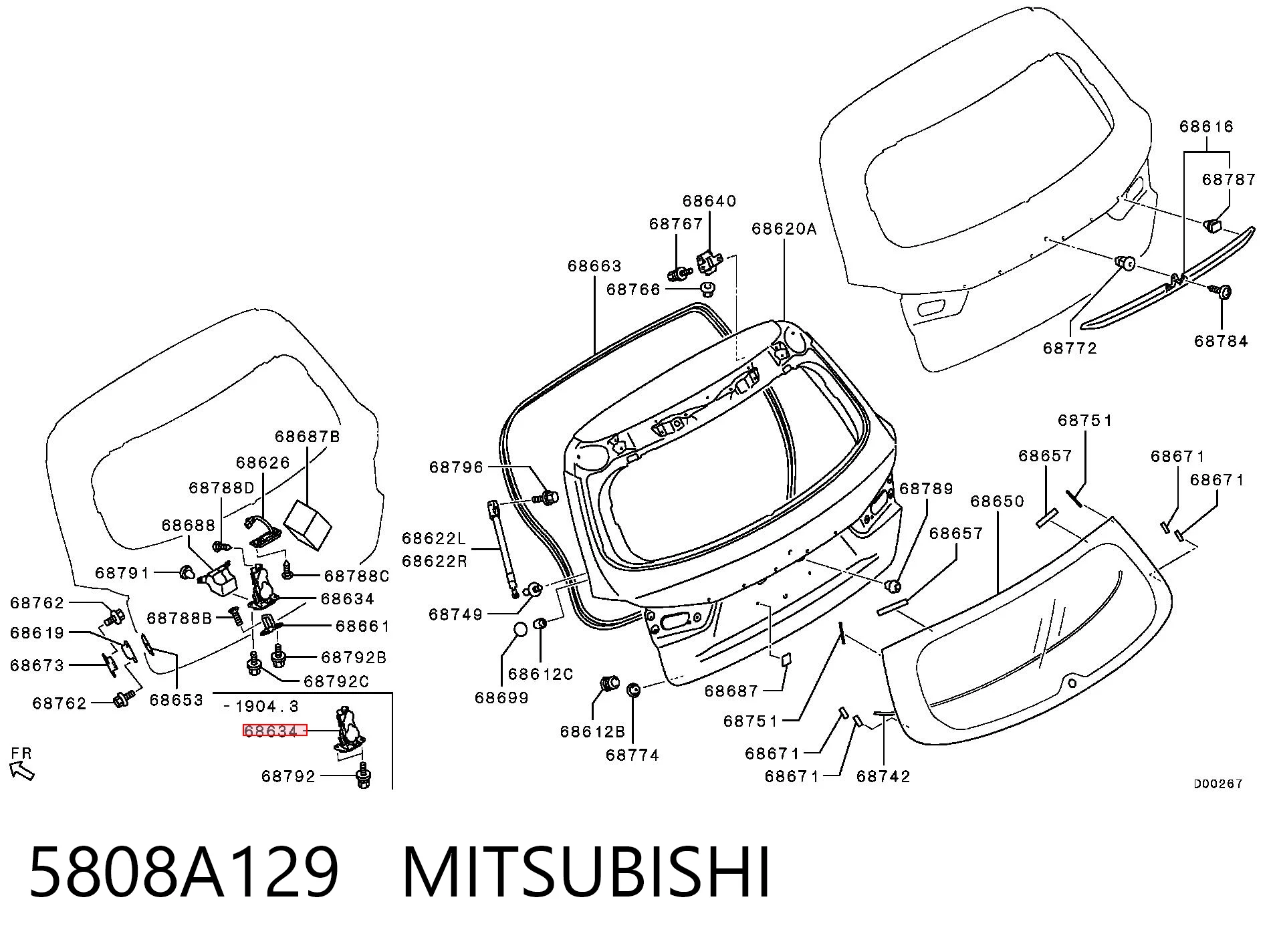 5808A129 Mitsubishi Замок п'ятих дверей