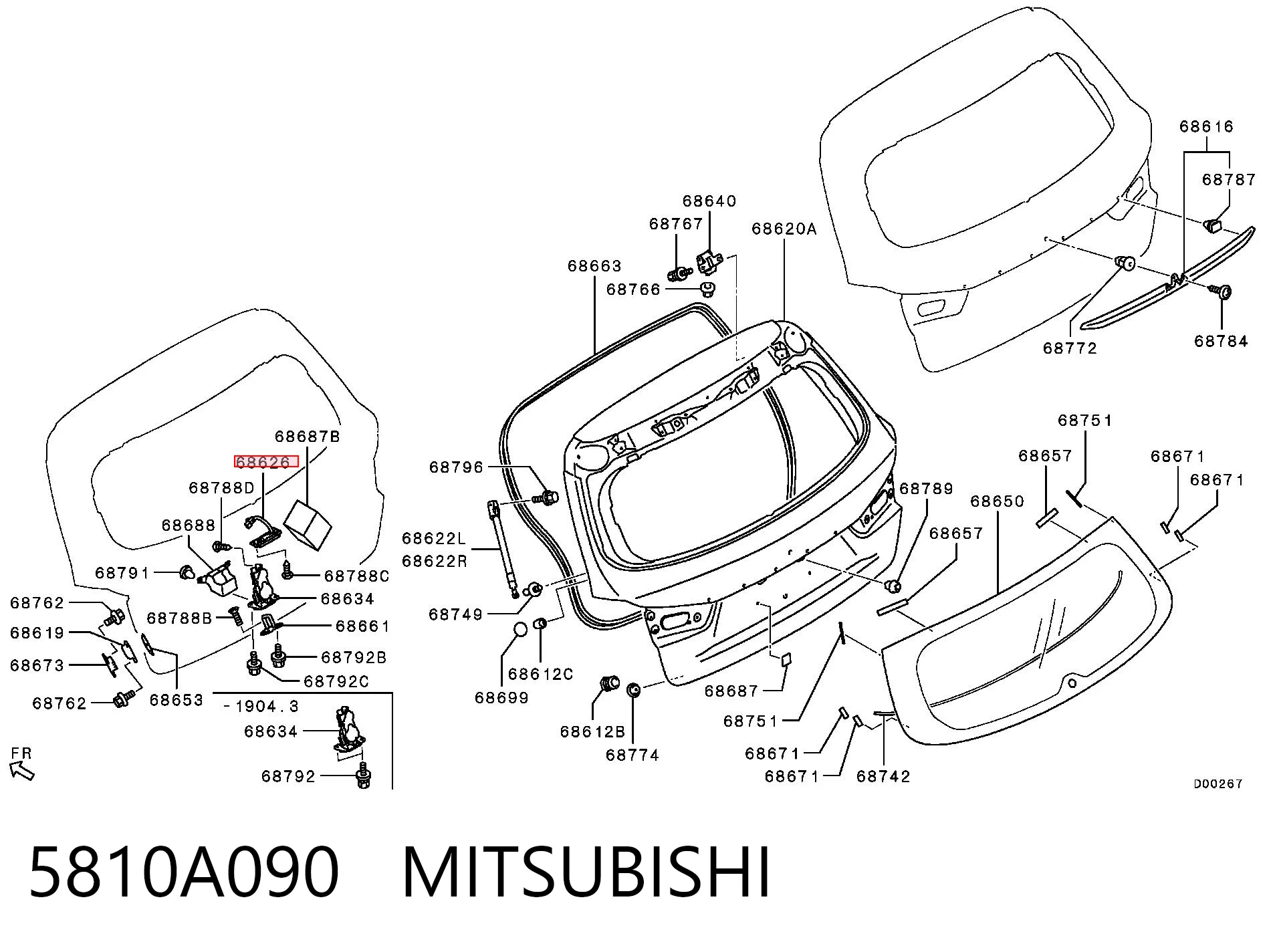 5810A090 Mitsubishi Кнопка приводу замка задньої 3/5 двері (ляди)